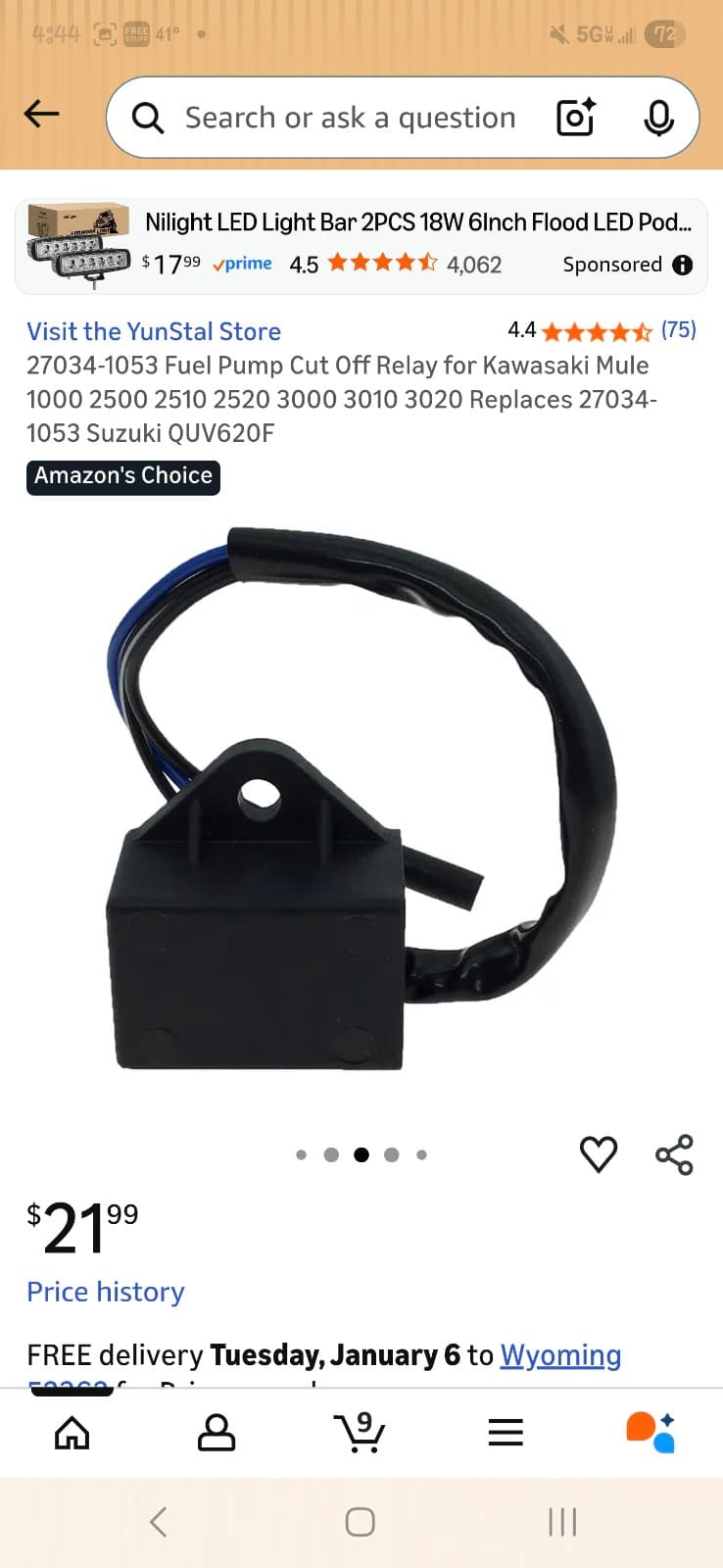 Fuel Pump Cut Off Relay for Kawasaki Mule 1000 2500 2510 2520 3000 3010 3020 Rep - Thumbnail 3