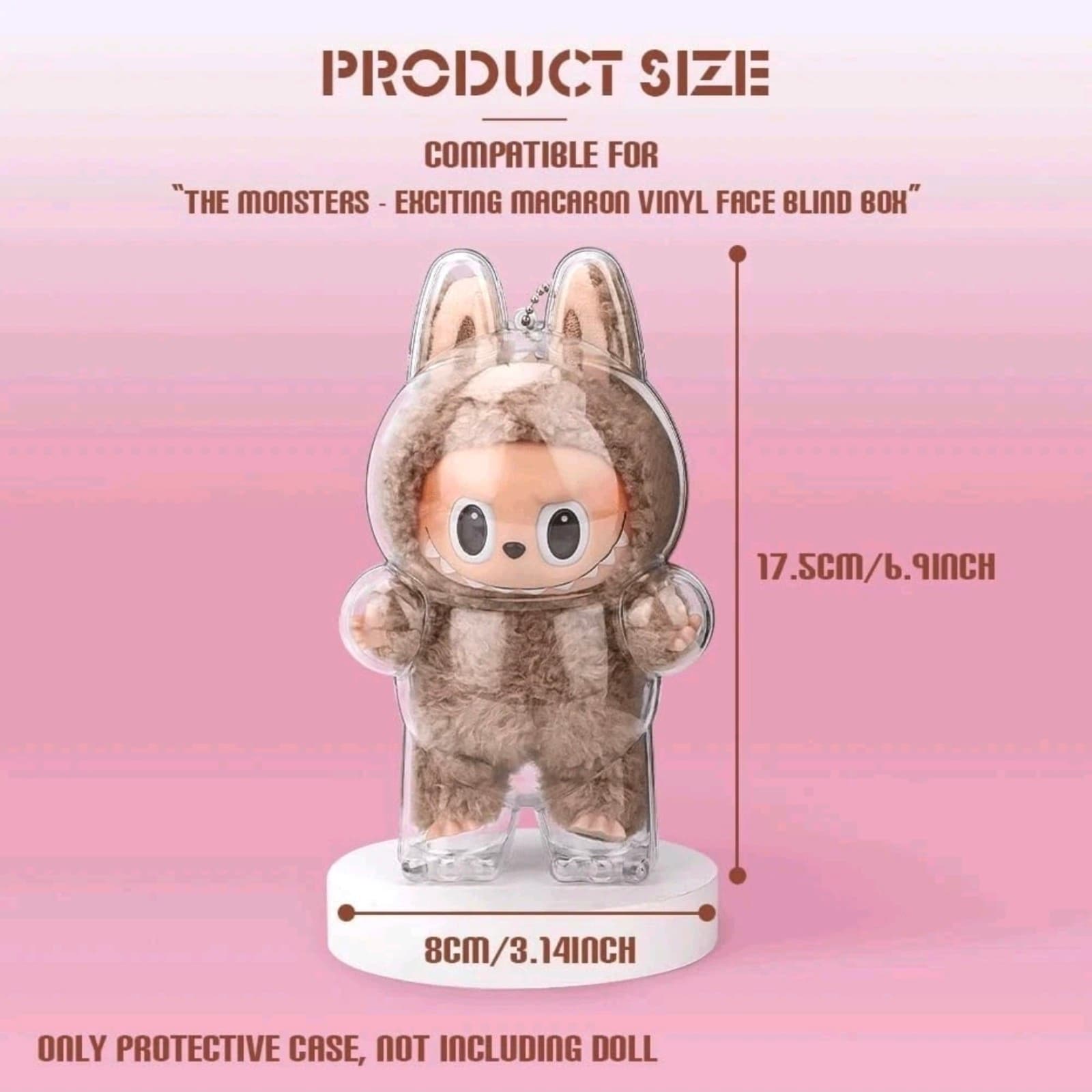 Labubu Clear Protective Display Case The Monsters Plastic Cover Stand + Sit - Thumbnail 4