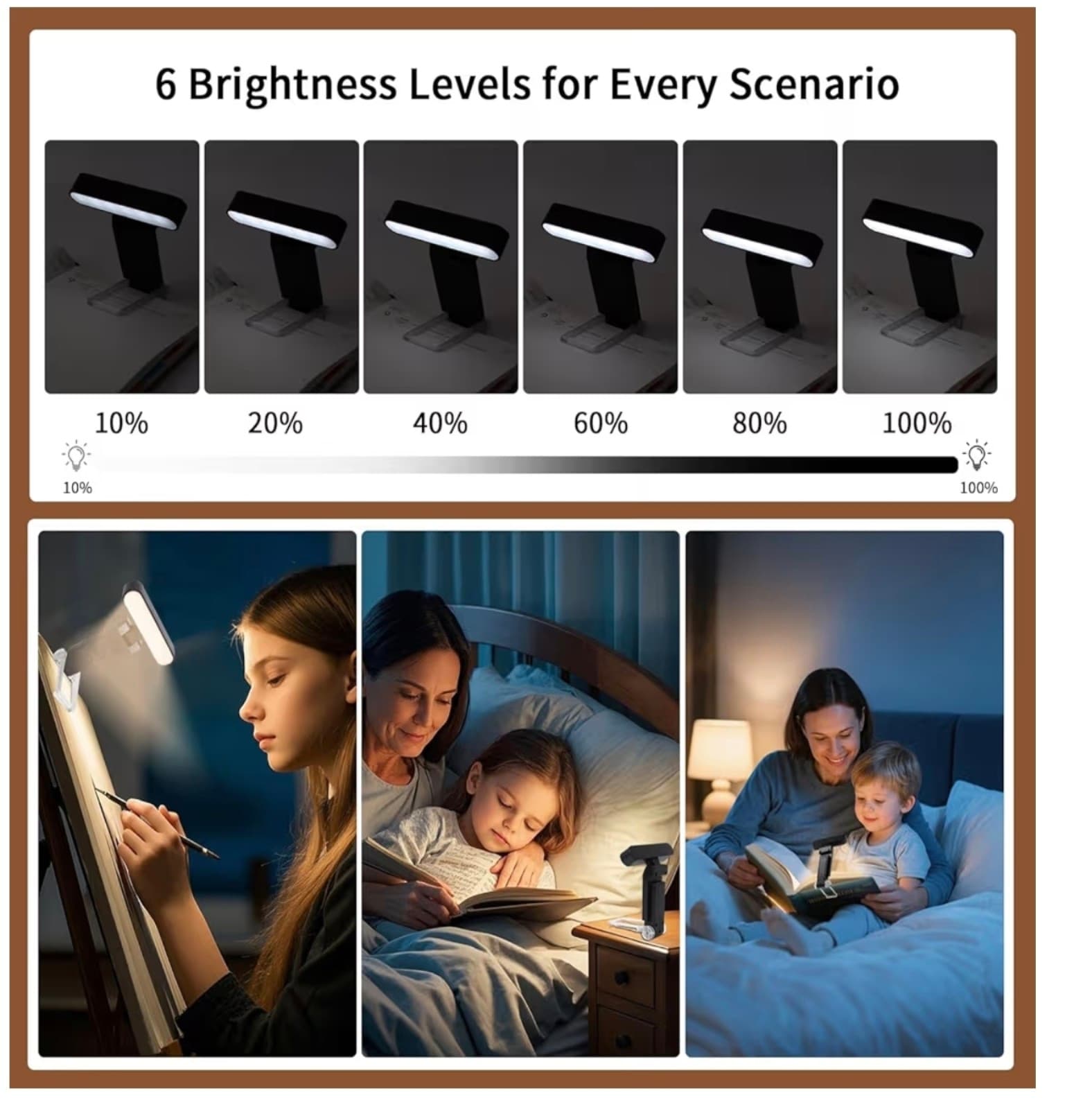 Book Light, USB Rechargeable Clip-On Reading Light, 30 Adjustable Modes, Eye-Car - Thumbnail 3
