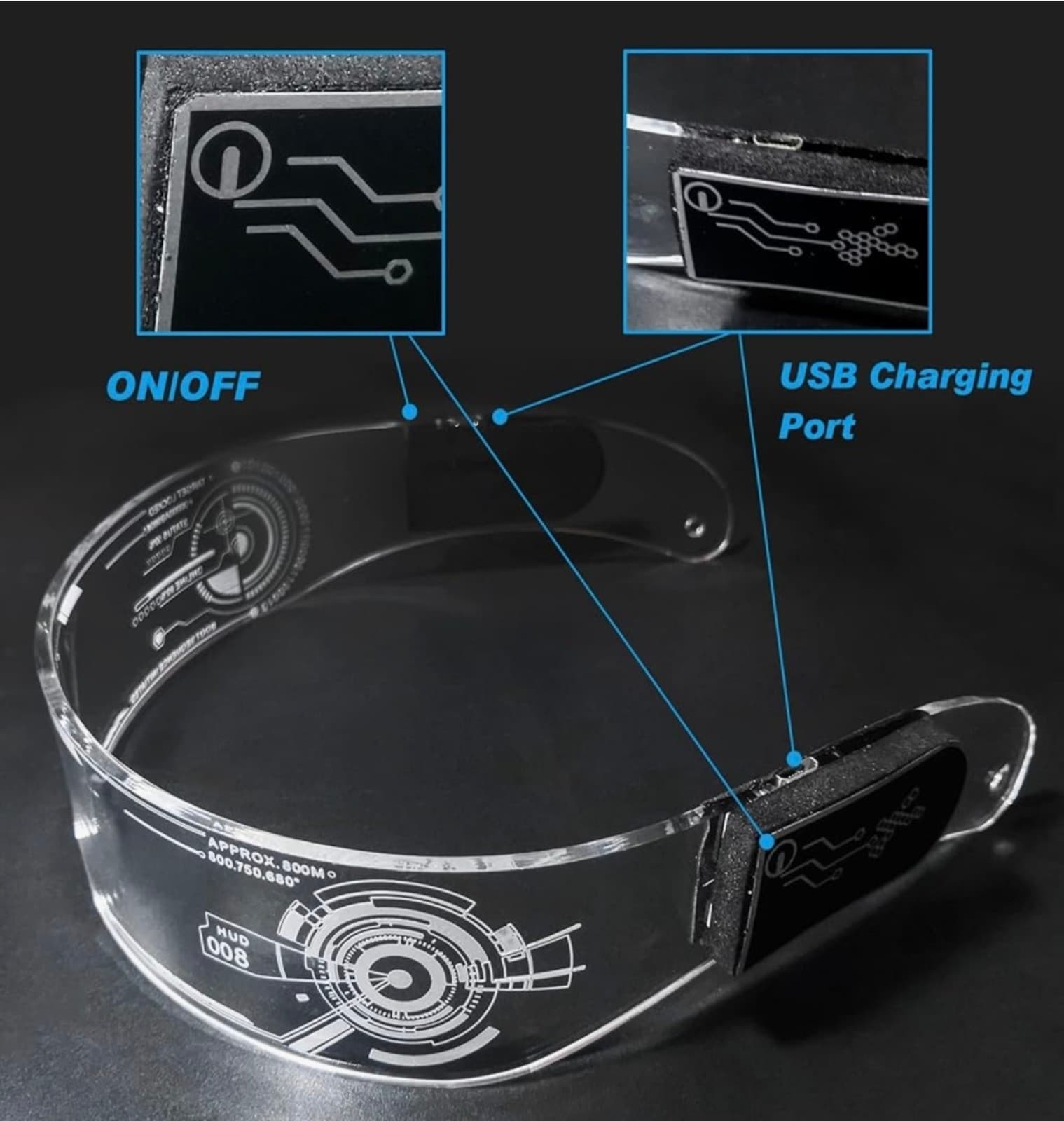 Luminous Glasses, USB Rechargeable, Flashing, Club, Bar - Thumbnail 3