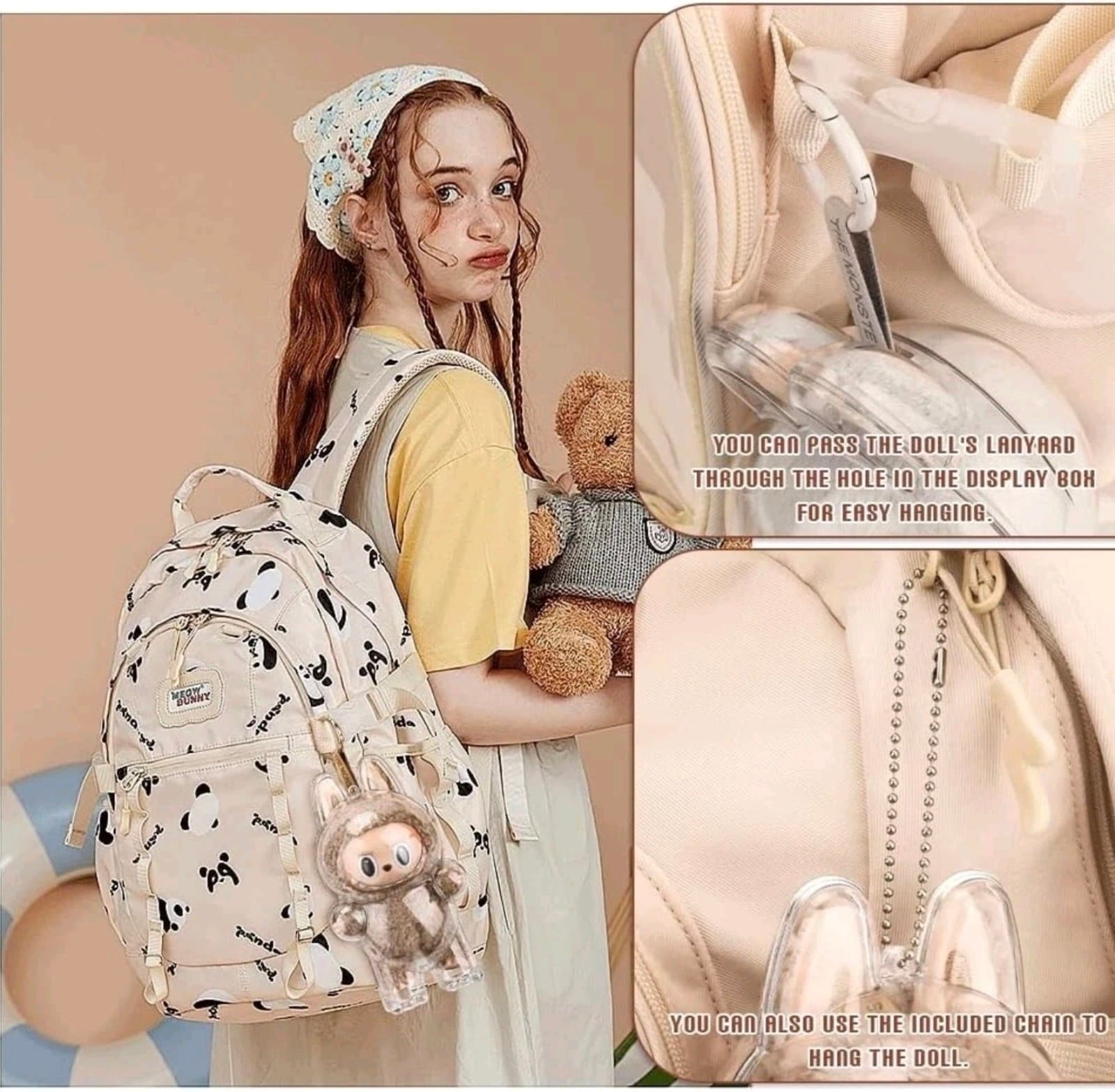 Labubu Clear Protective Display Case The Monsters Plastic Cover Stand + Sit - Thumbnail 3