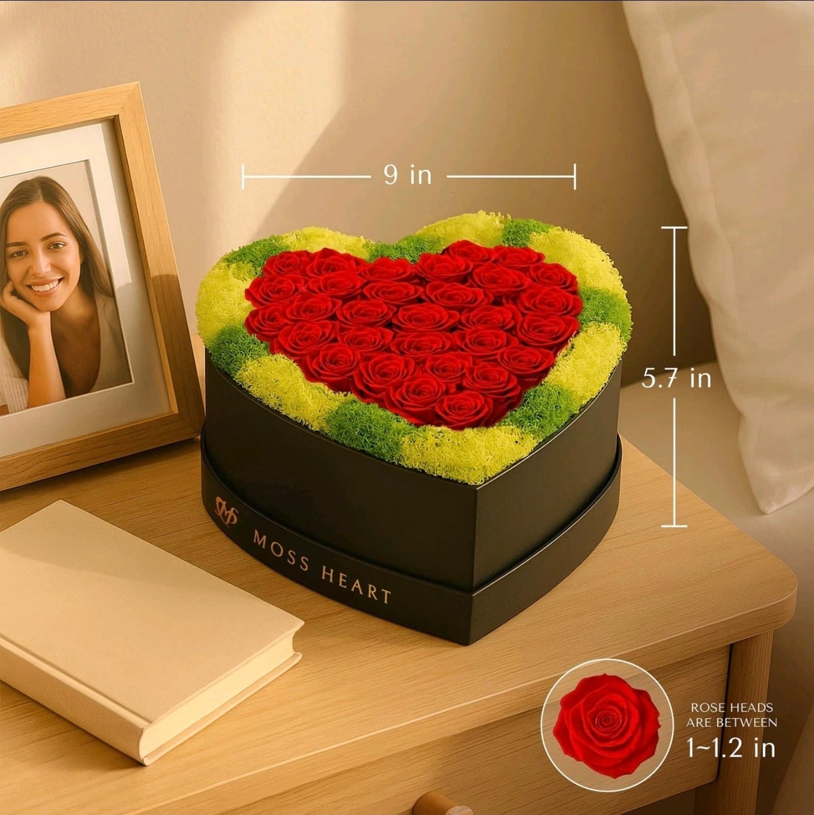 30 Preserved Roses, Forever Flowers for Delivery in Designer Heart-Shaped Box - Thumbnail 2
