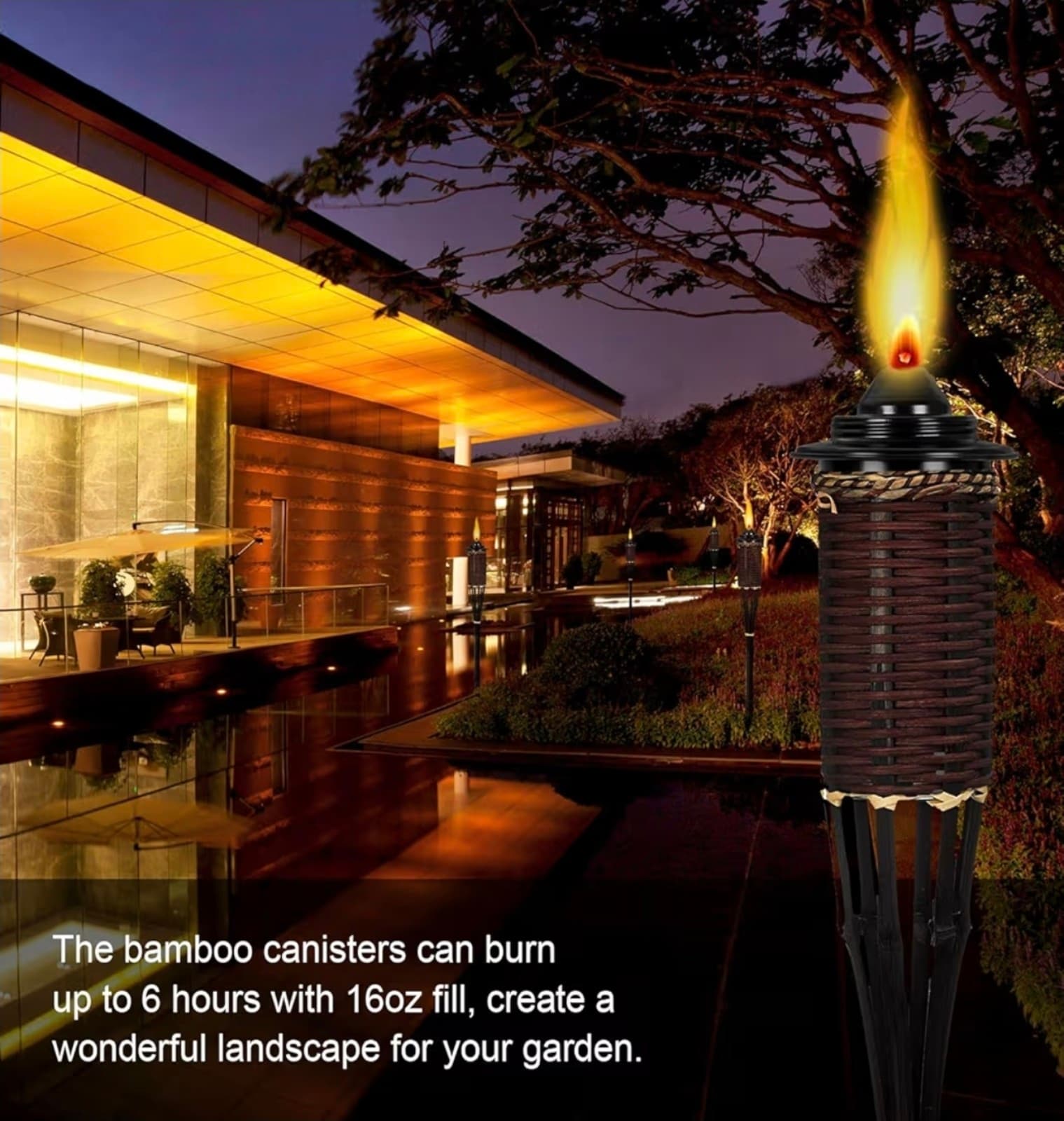 Torch Replacement Canisters, Bamboo Lantern Refillable Torches 12oz - Thumbnail 4