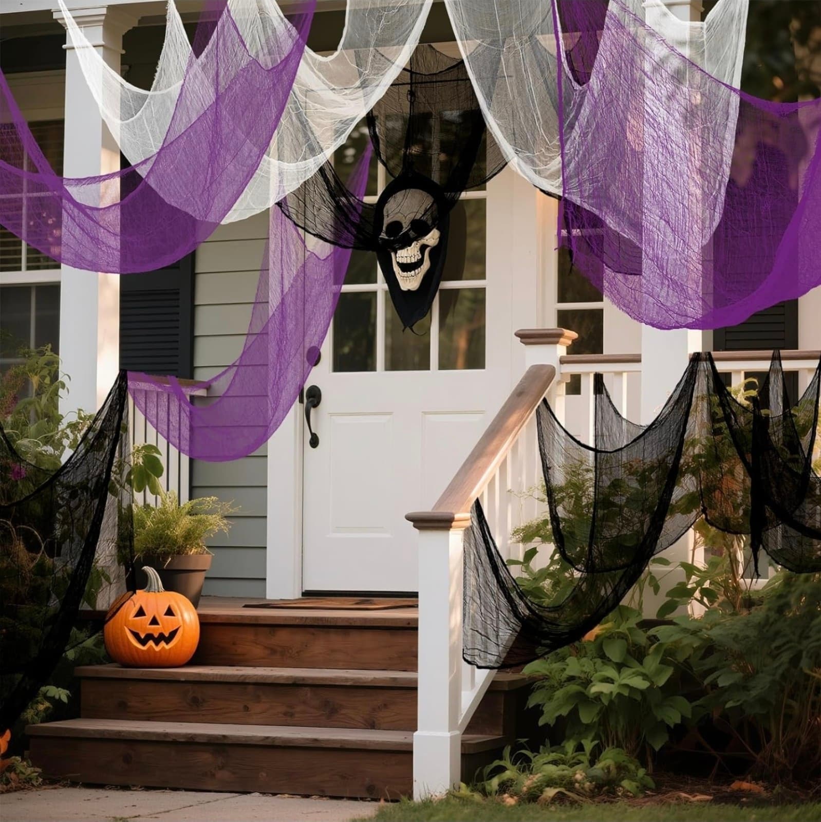 Halloween Creepy Cloth 30x72 Inch Black White Purple Spooky Fabric Cloth Indoor - Thumbnail 7