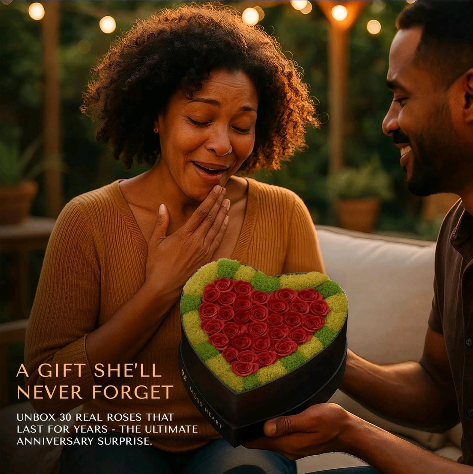 30 Preserved Roses, Forever Flowers for Delivery in Designer Heart-Shaped Box - Thumbnail 5