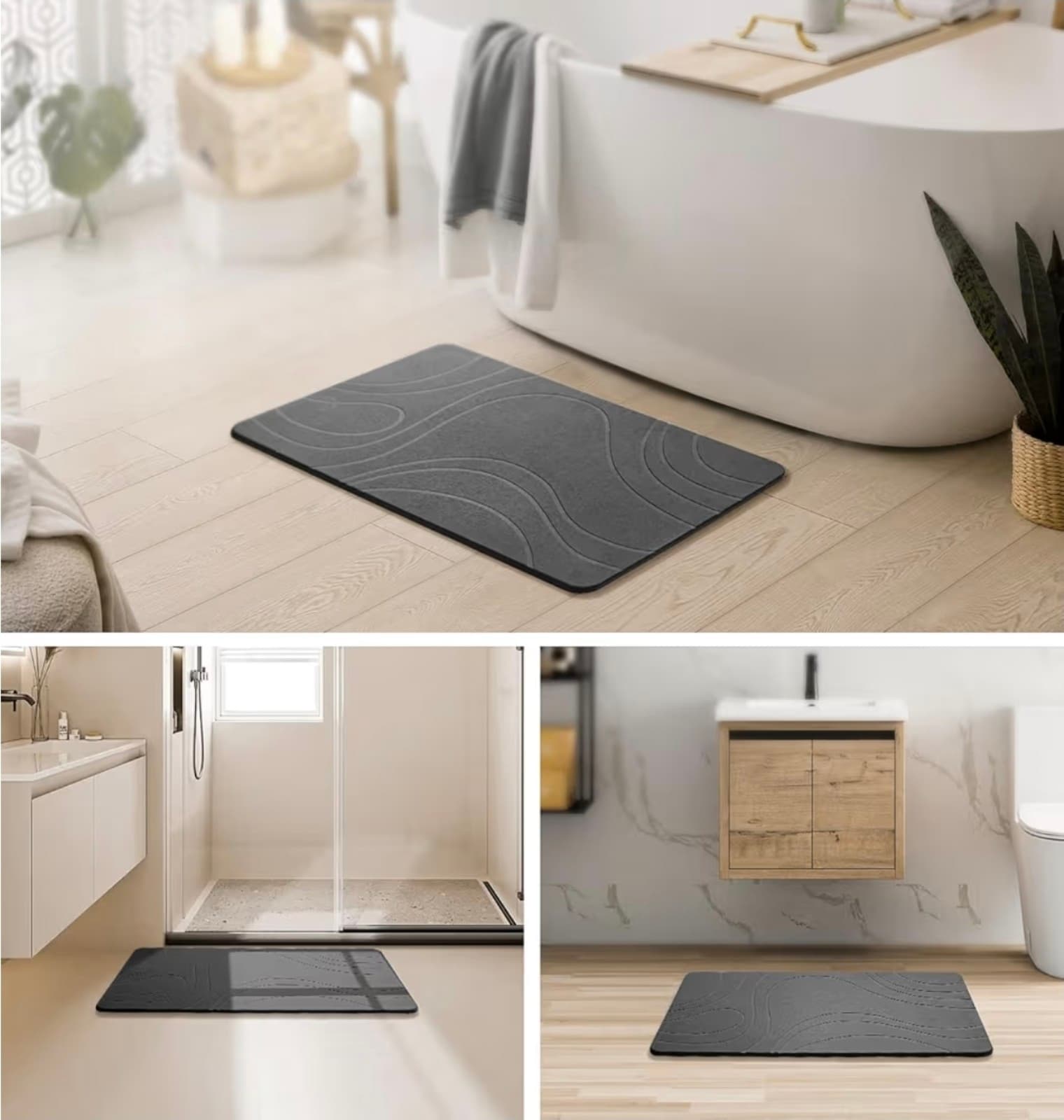 Quick Dry Stone Bath Mat for Bathroom Non Slip Diatomaceous Earth Shower Bath Ma - Thumbnail 6