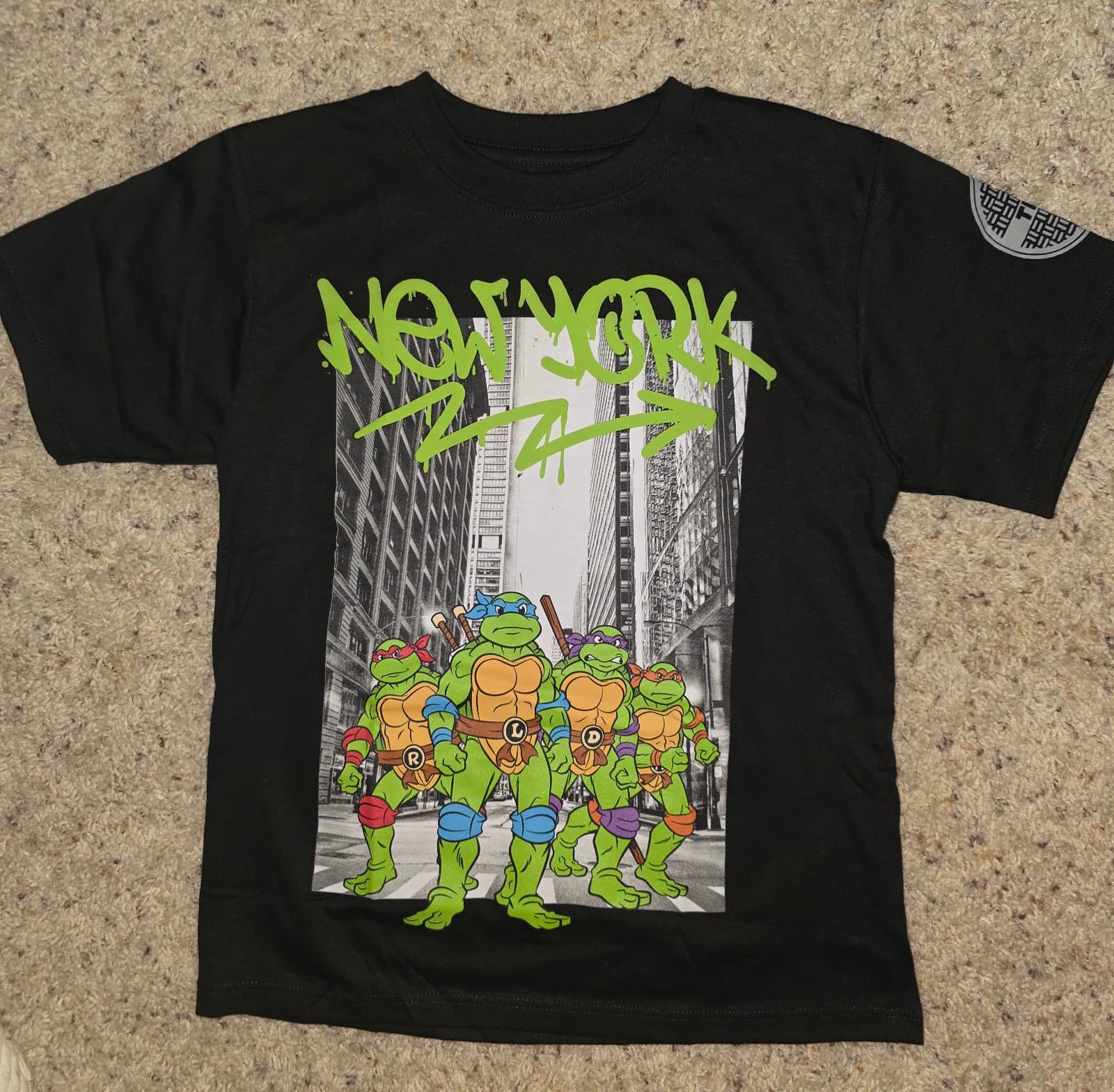 Ninja Turtles T-Shirt Michelangelo Leonardo Raphael Donatello TMNT New York sz 7 - Image 1