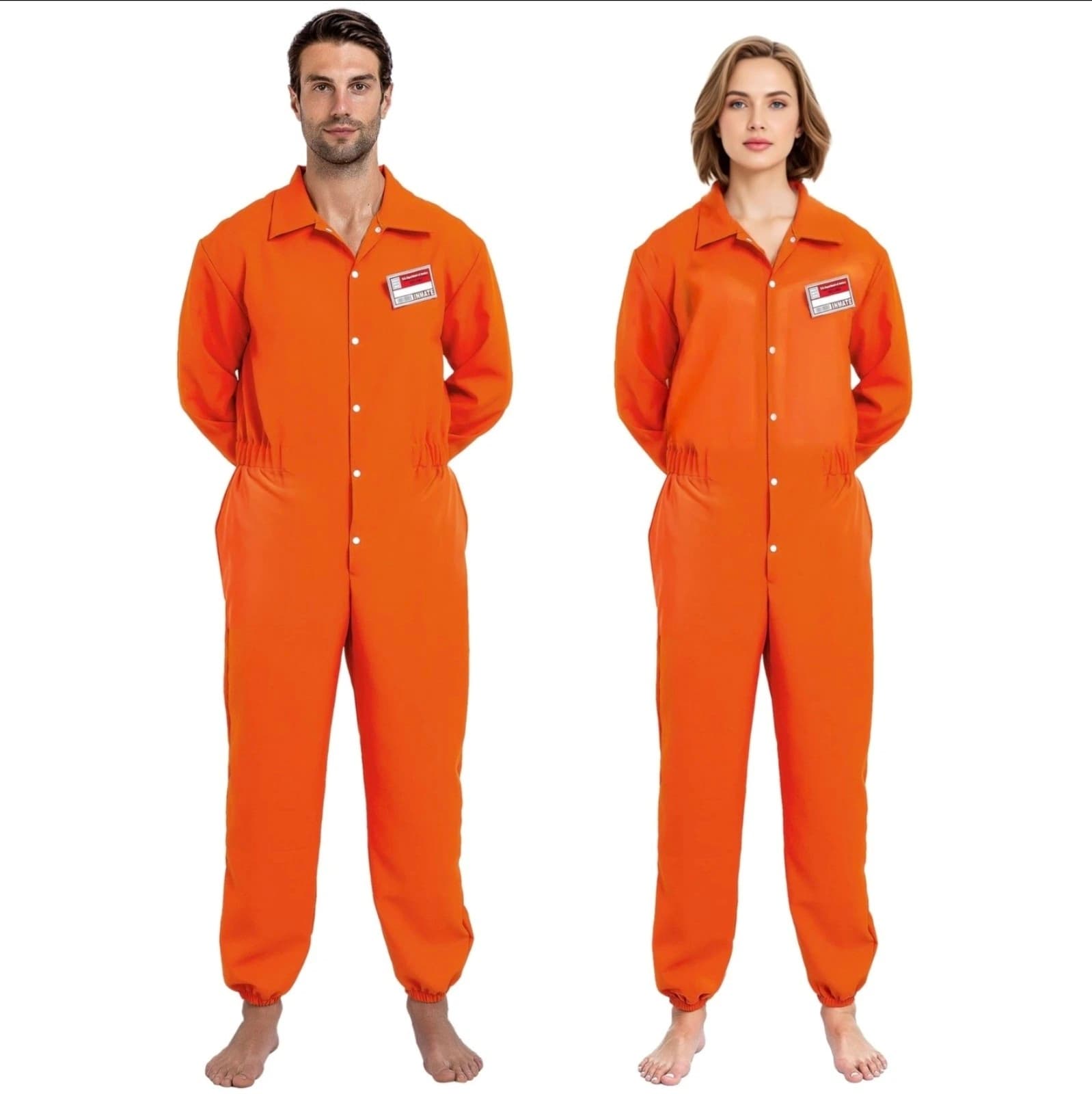 Spooktacular Creations Orange Prisoner Jumpsuit Costume Men, sz Large - Image 1