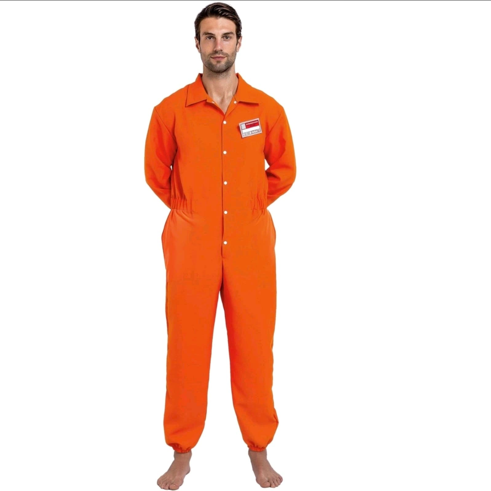 Spooktacular Creations Orange Prisoner Jumpsuit Costume Men, sz Large - Thumbnail 2
