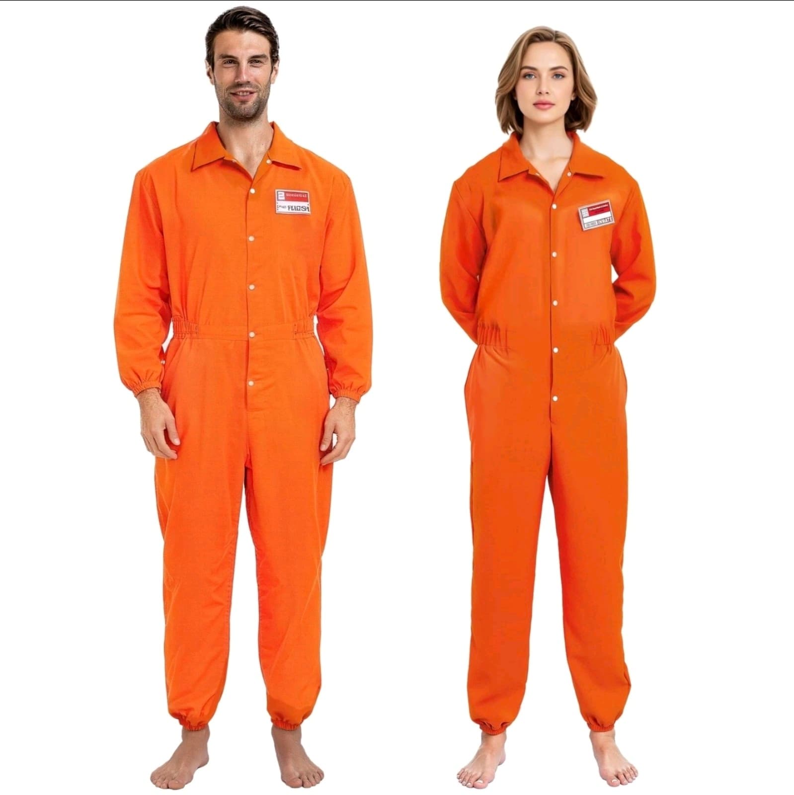 Spooktacular Creations Orange Prisoner Jumpsuit Costume Men, sz Large - Thumbnail 3
