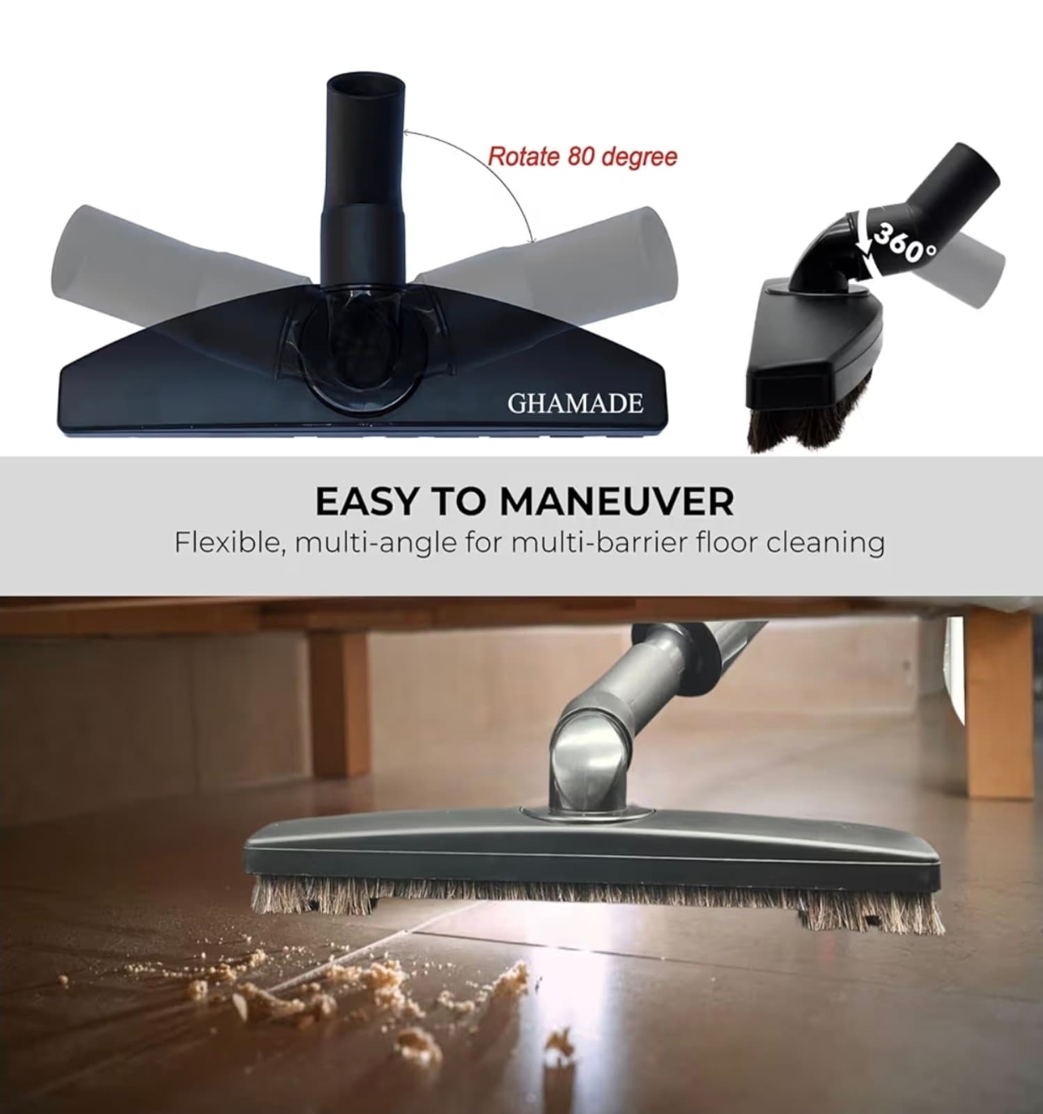 Replacement Vacuum Brush Head With 32MM Connection & 1-3/8-Inch to 1-1/4-Inch Ad - Thumbnail 6