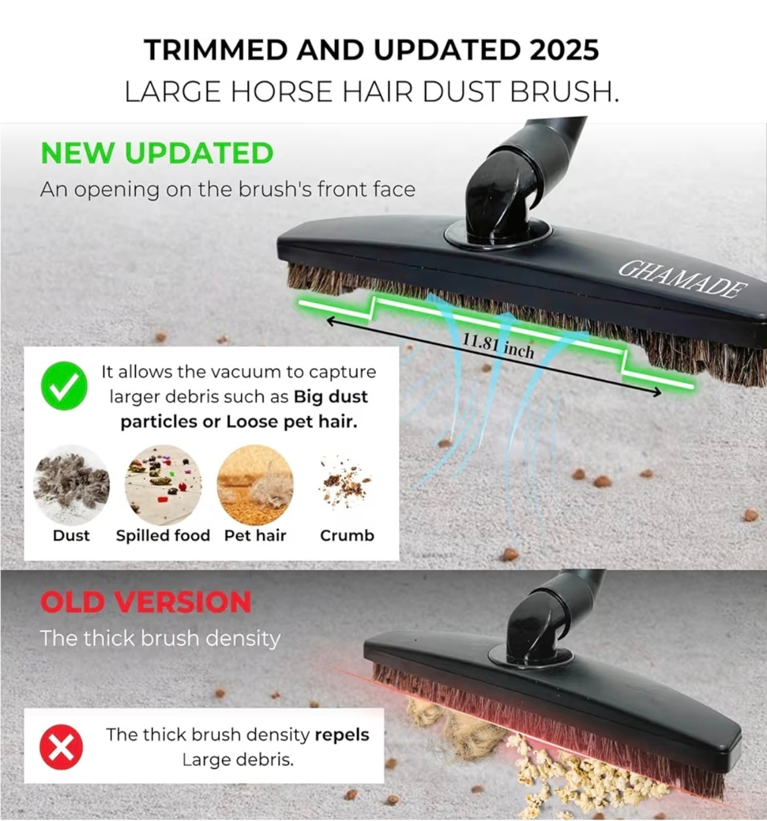 Replacement Vacuum Brush Head With 32MM Connection & 1-3/8-Inch to 1-1/4-Inch Ad - Thumbnail 2