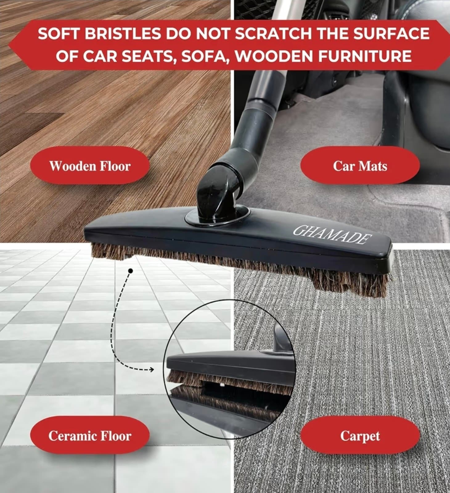 Replacement Vacuum Brush Head With 32MM Connection & 1-3/8-Inch to 1-1/4-Inch Ad - Thumbnail 4