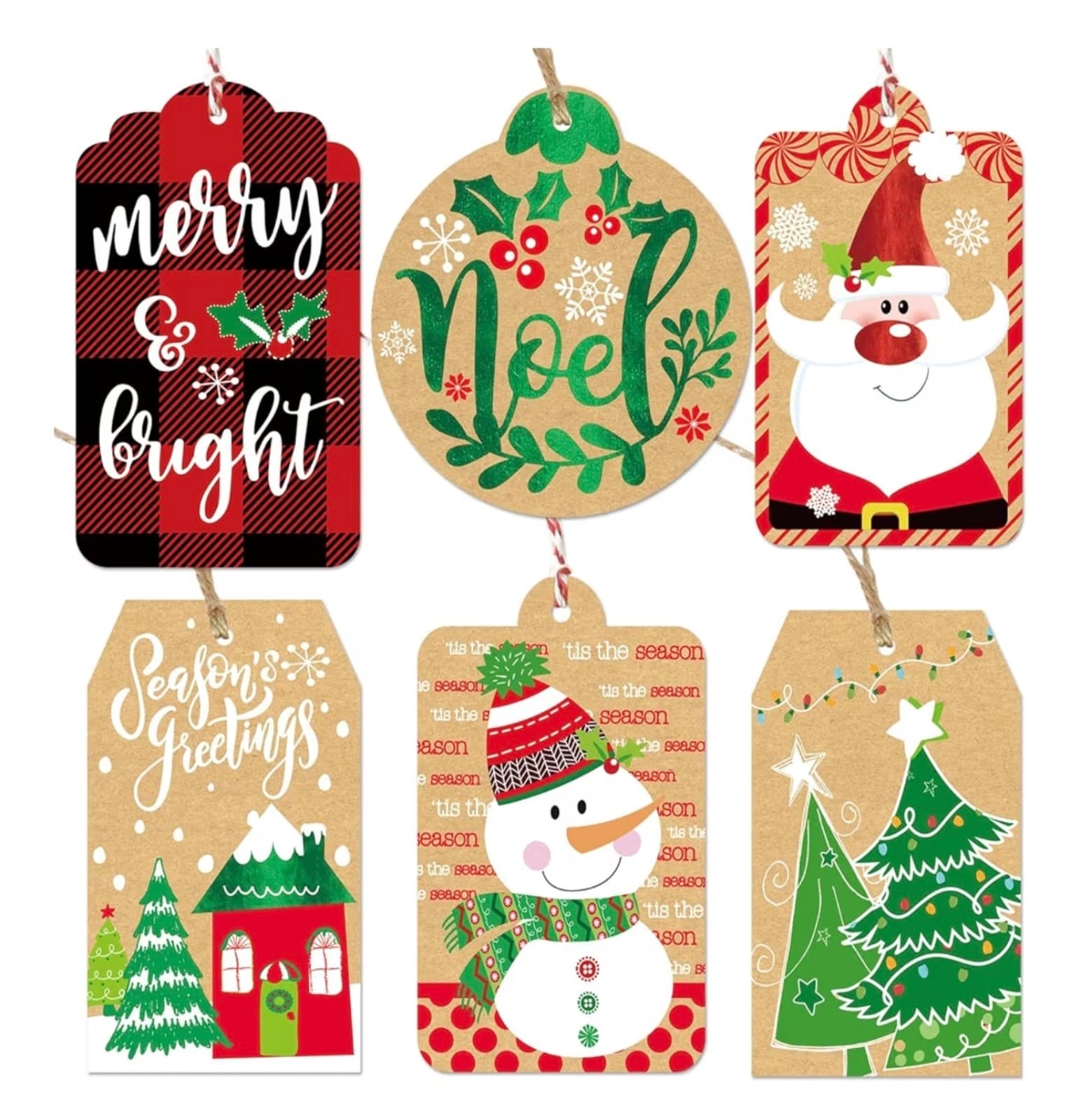 Christmas Gift Tags - 60 PCS Gift Tags for Christmas Presents with String - Image 1