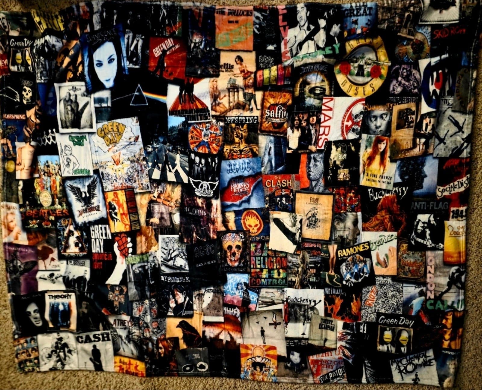 Rock Band Collage Soft Throw Blanket 60"X50" for Music Lovers - Image 1