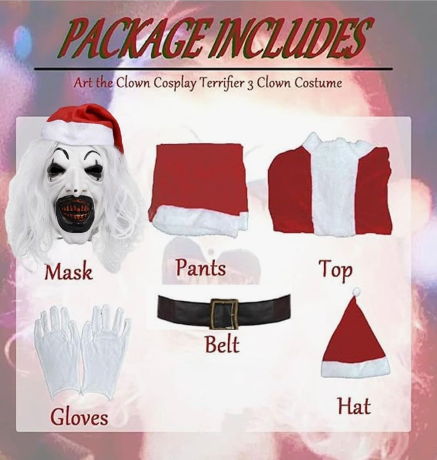 Clown Costume Halloween The Killer Clown Christmas Costume Cosplay sz Medium - Thumbnail 2