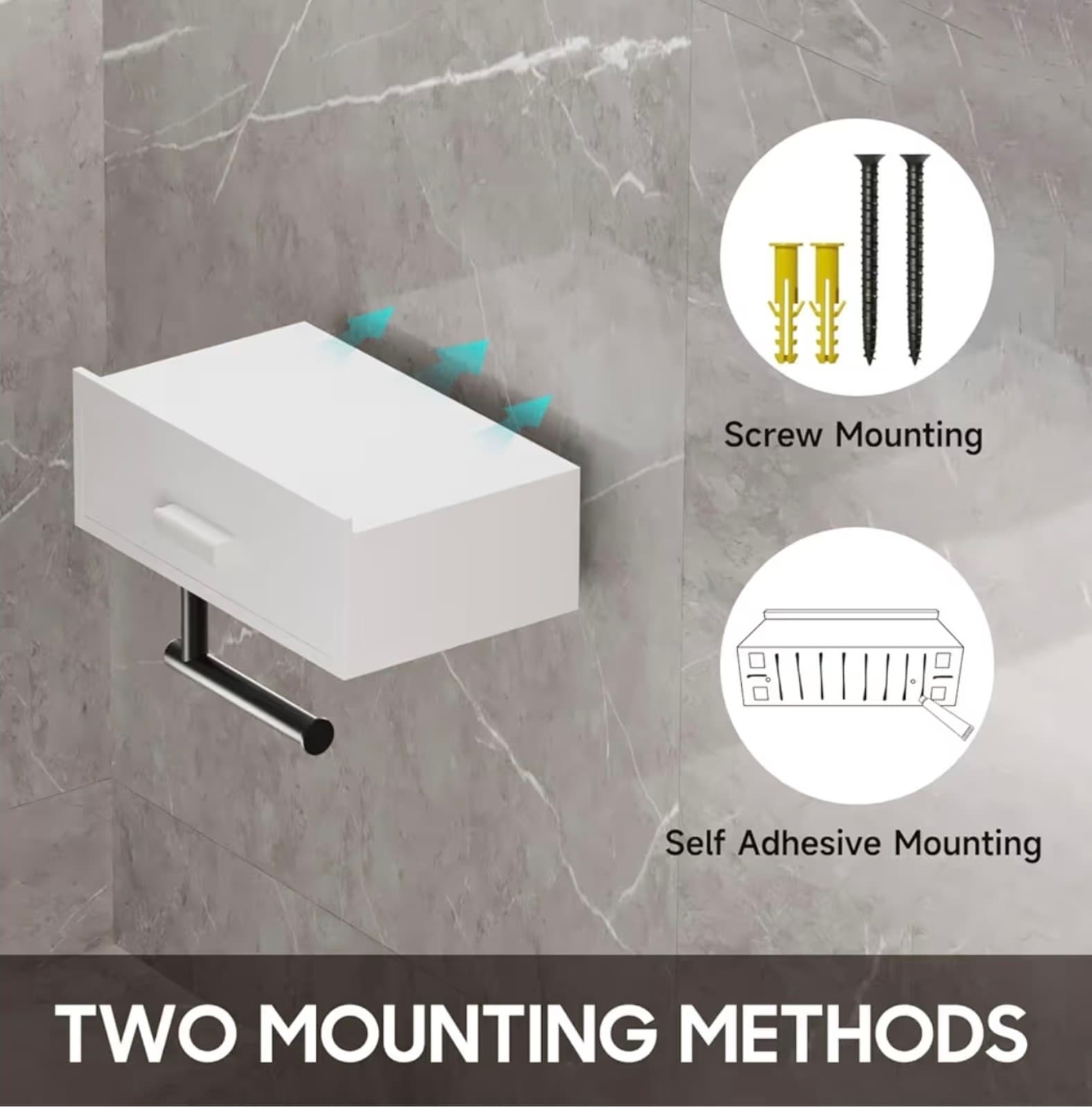 Toilet Paper Holder with Drawer White - Thumbnail 5