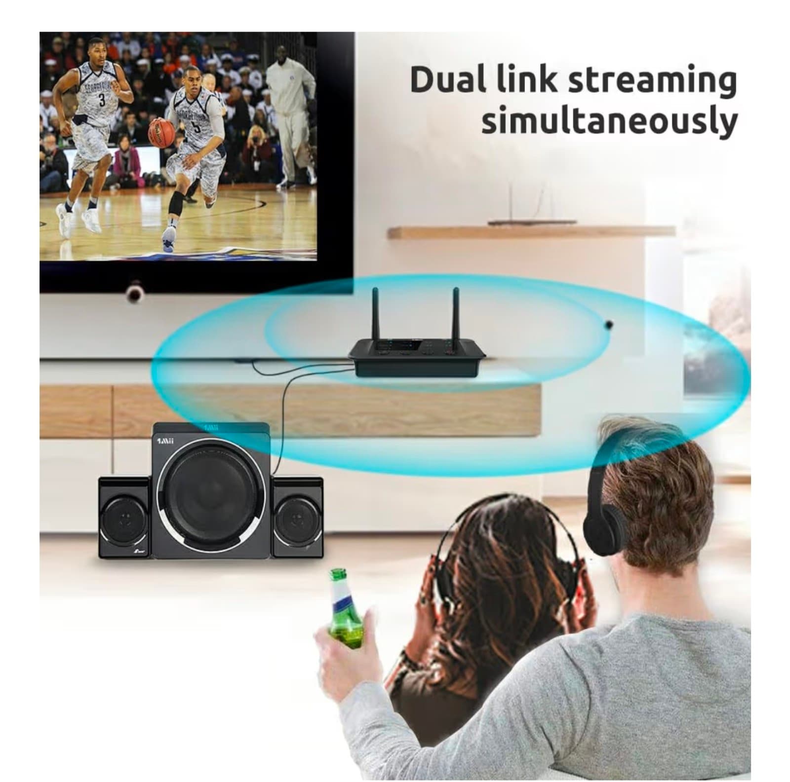 Wireless Bluetooth 5.3 Transmitter Receiver for TV Home Stereo BT Headphones - Thumbnail 3