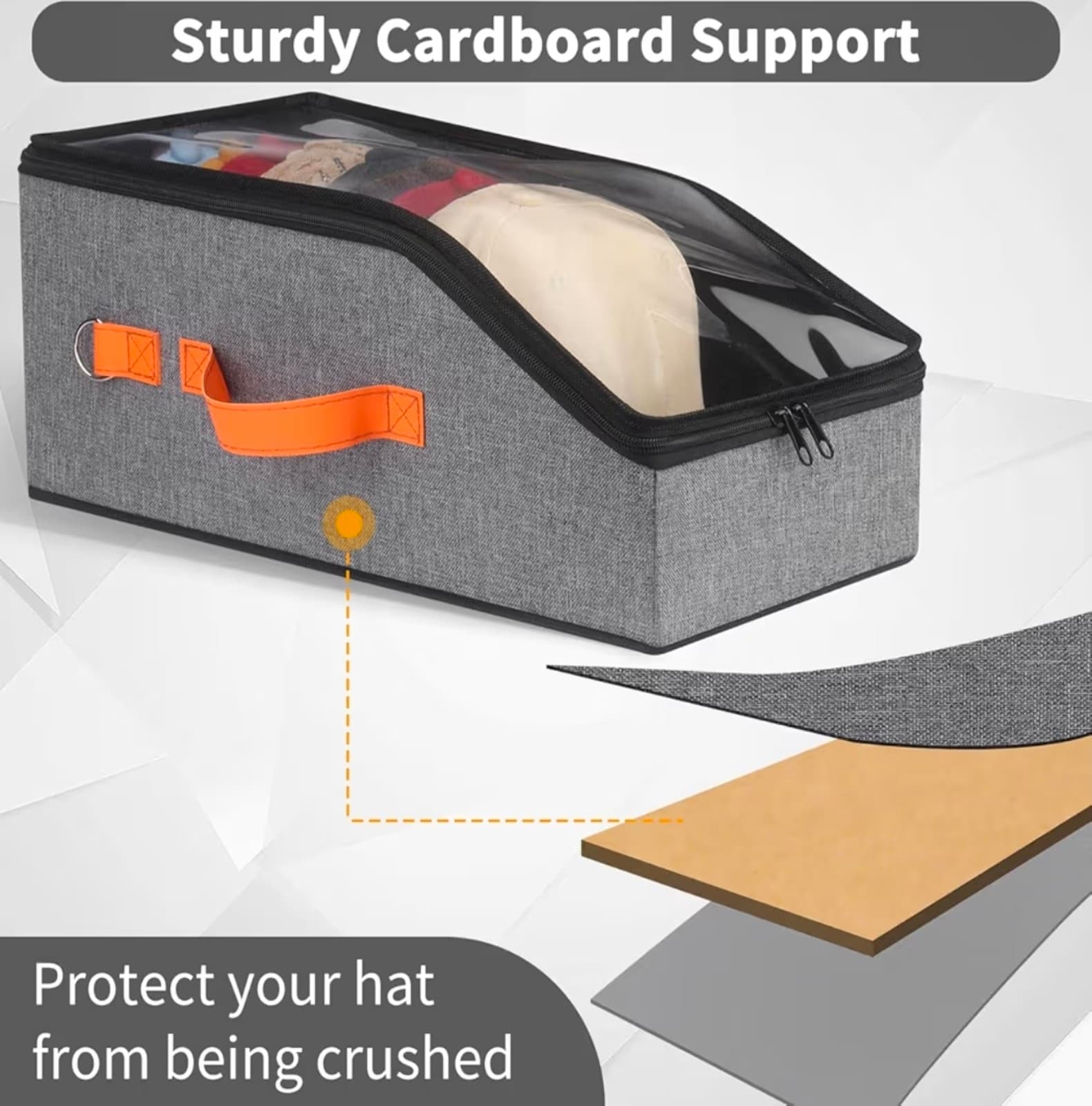 Baseball Cap Organizer - 2pcs, Hat Storage Box & Closet Organizer with Hooks - Thumbnail 3