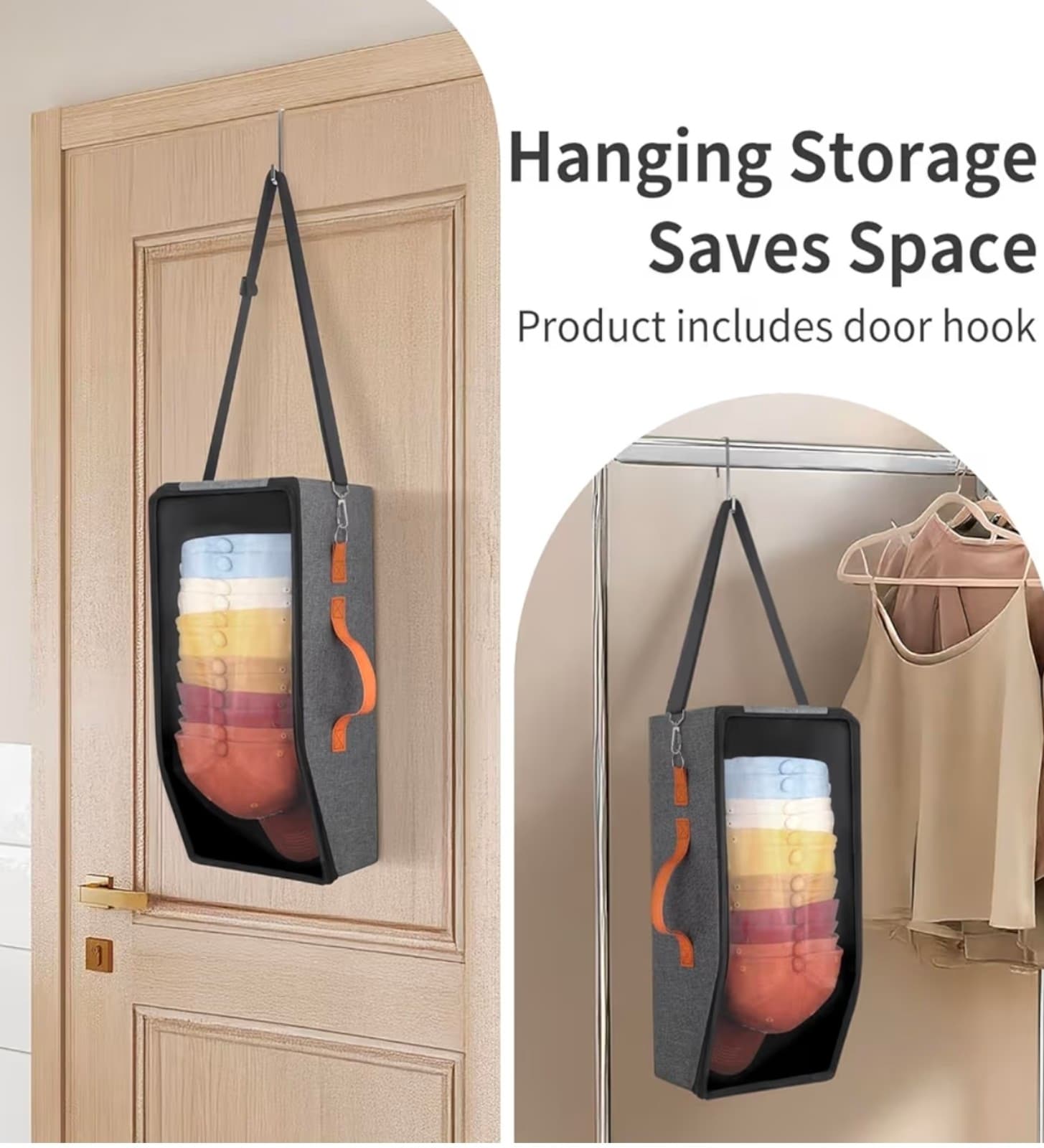 Baseball Cap Organizer - 2pcs, Hat Storage Box & Closet Organizer with Hooks - Thumbnail 6