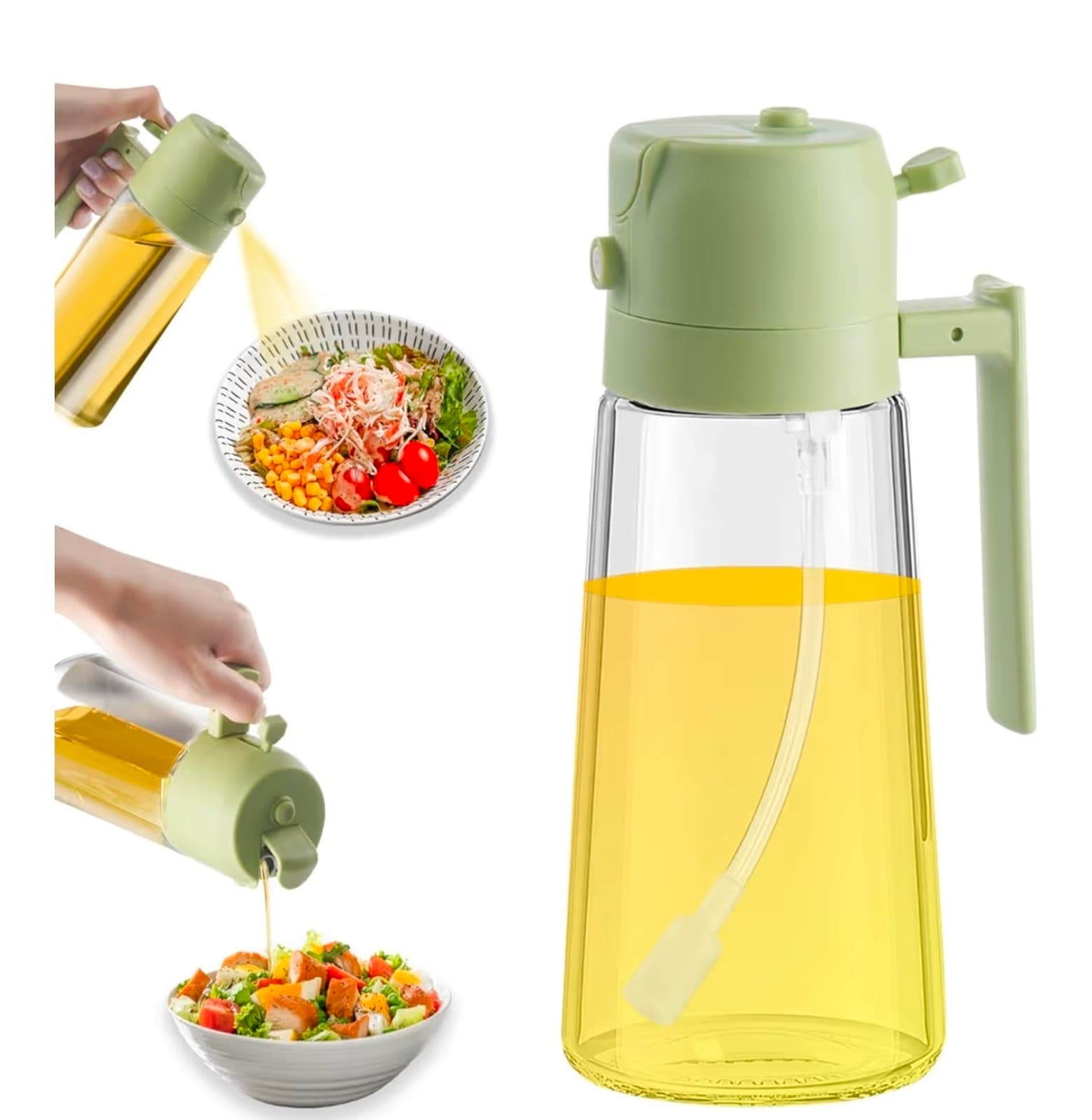 Olive Oil Dispenser and Oil Sprayer Premium Glass Oil Bottle with Non-Drip Spout - Image 1