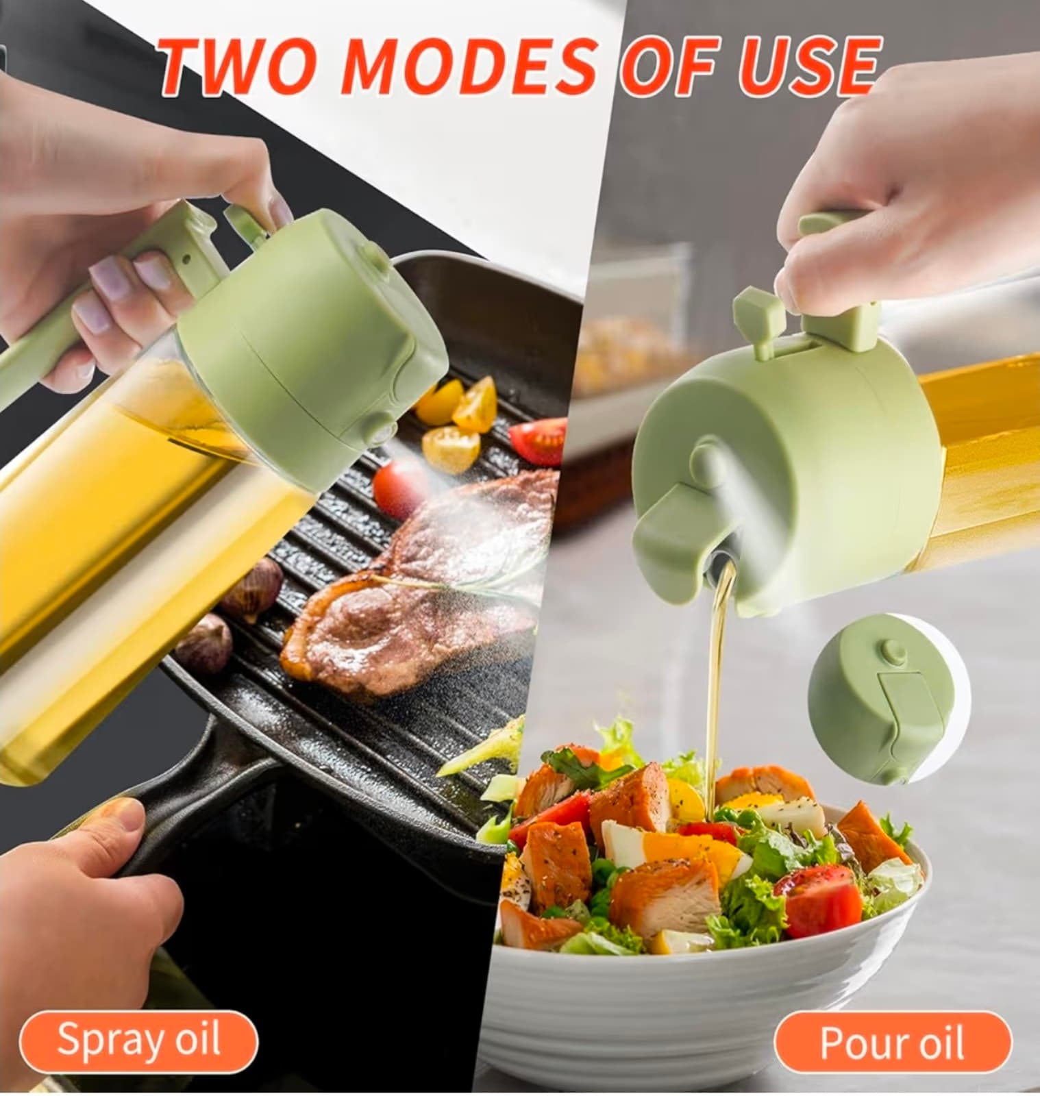 Olive Oil Dispenser and Oil Sprayer Premium Glass Oil Bottle with Non-Drip Spout - Thumbnail 5