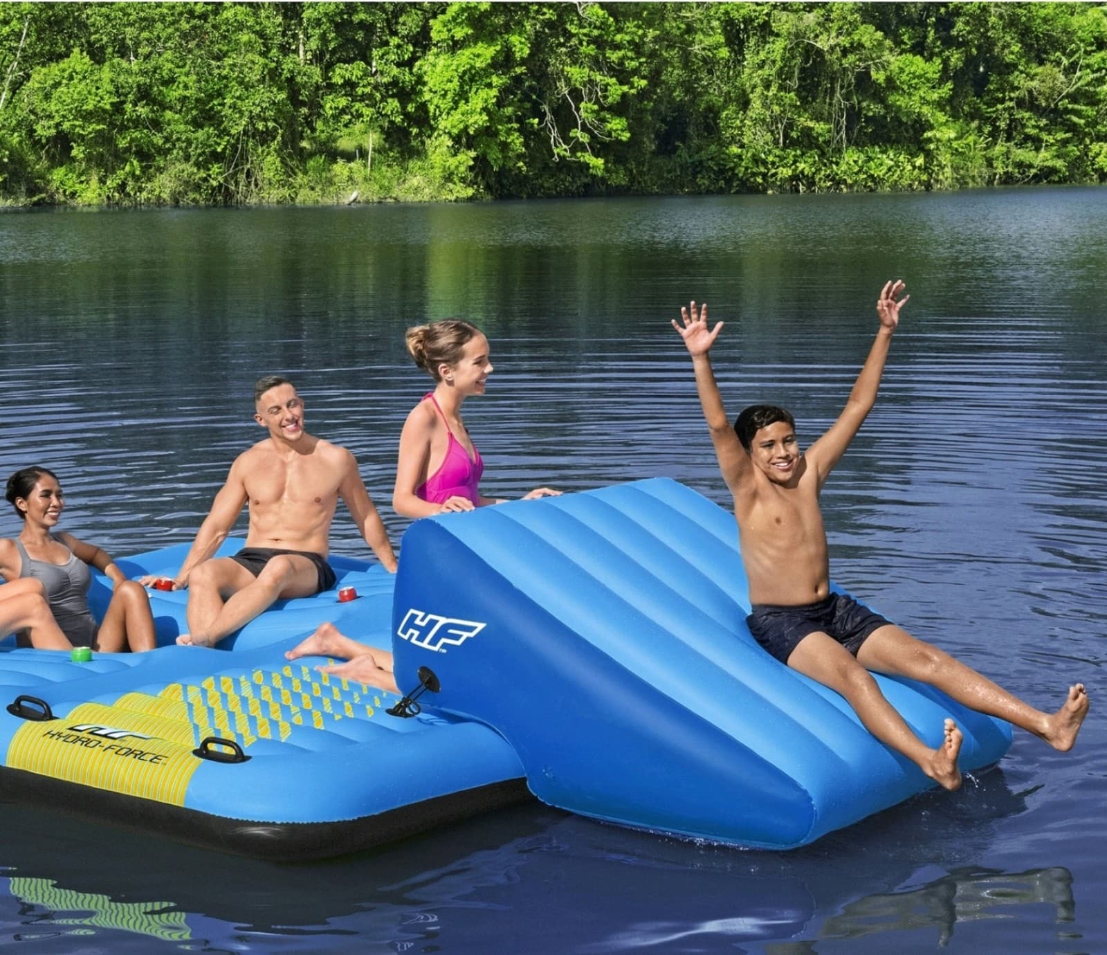 Bestway Hydro Force Detachable Summer Slide 5 Person Inflatable Activity Island - Thumbnail 6