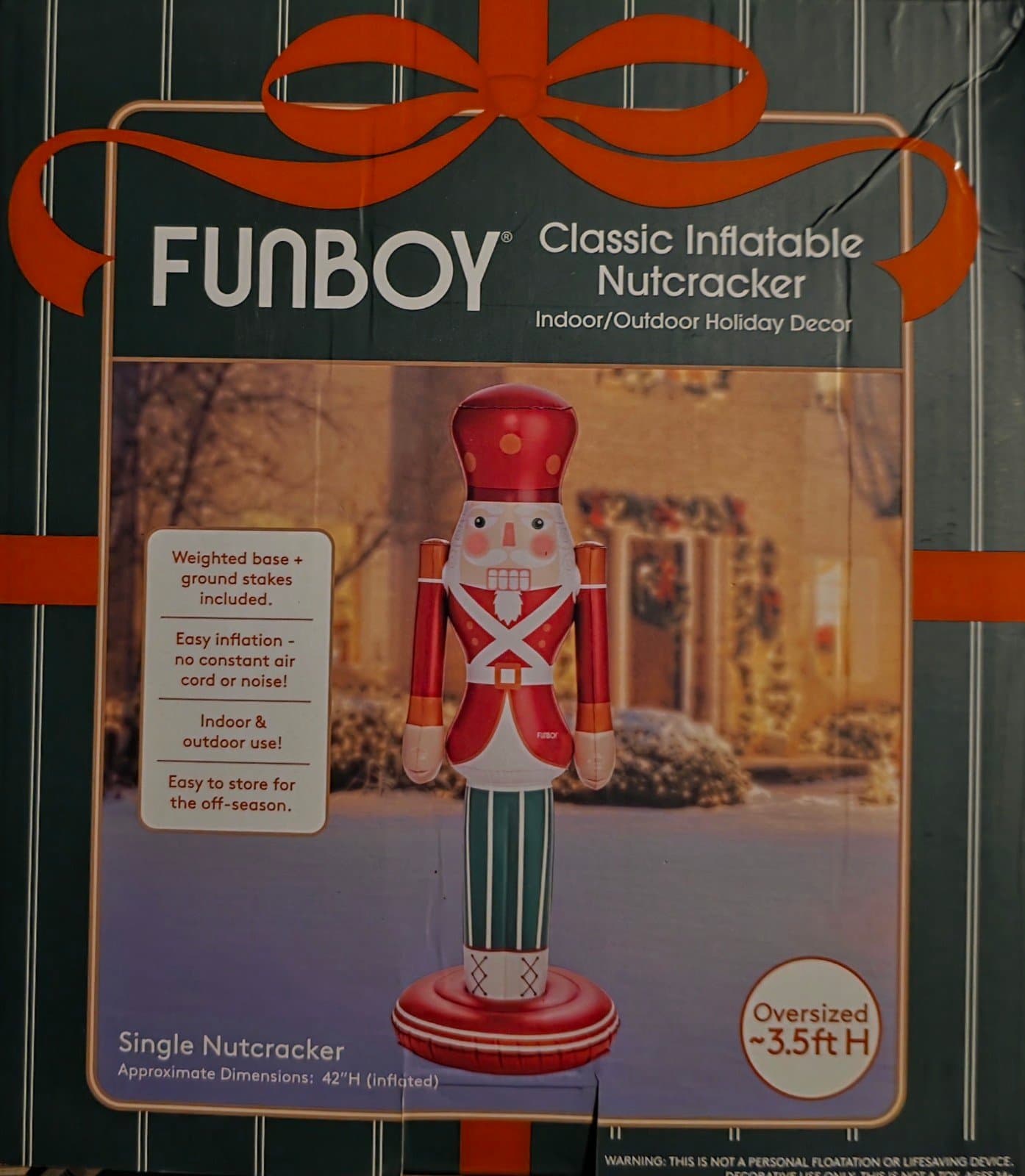 Funboy Classic Inflatable Nutcracker Large 3.5ft Indoor Outdoor Holiday Decor - Image 1