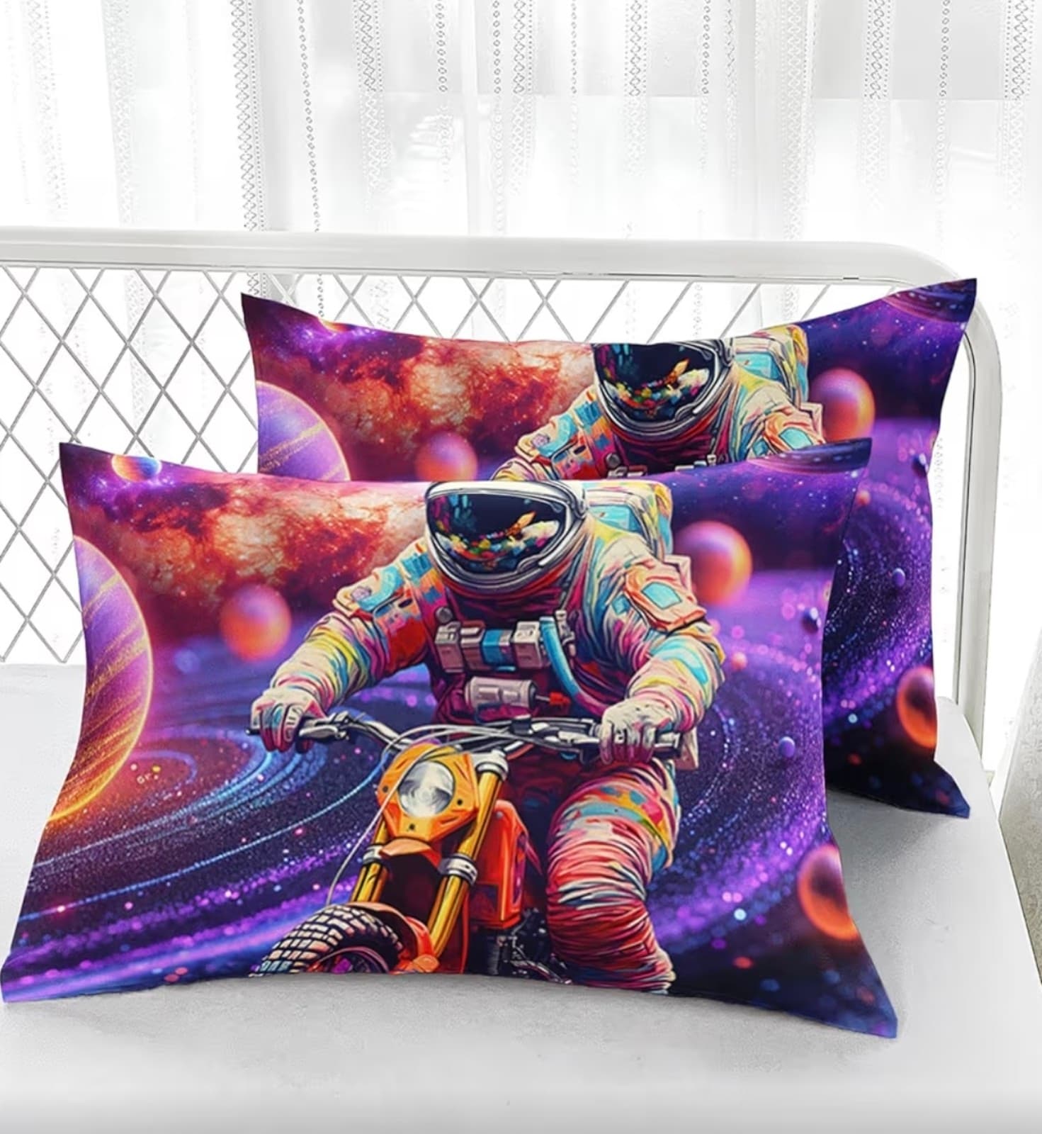 Motorcycle Astronaut Twin Sheet Set - Thumbnail 3