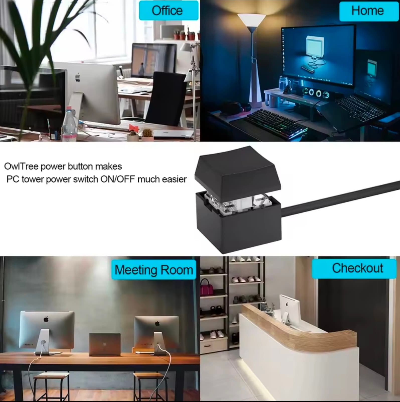 Motherboard External Start Computer Switch On/Off Button Extension Cord PC Power - Thumbnail 5