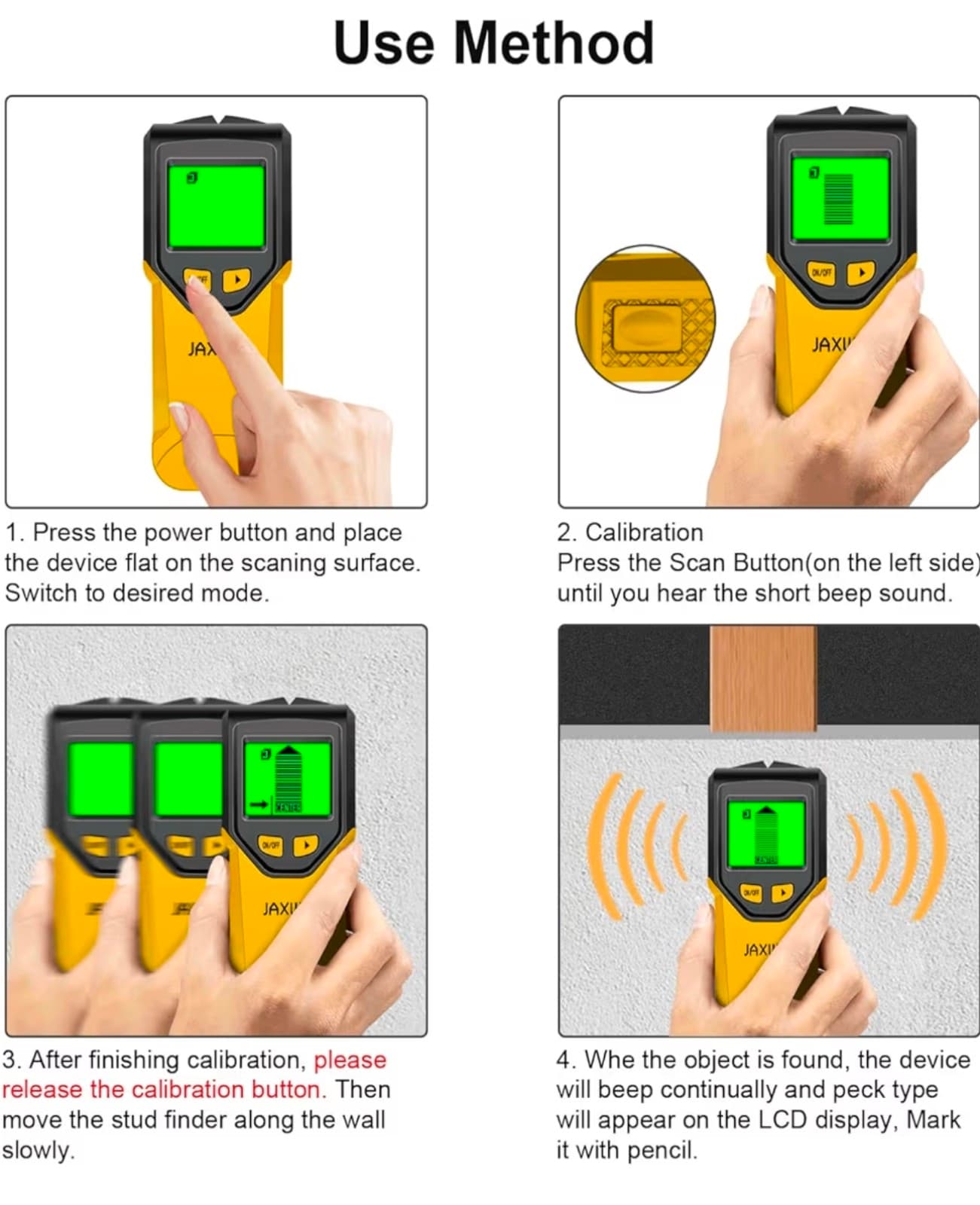Stud Finder Wall Scanner - 5 in 1 Stud Finder Tool w/Microprocessor Chip and HD - Thumbnail 8
