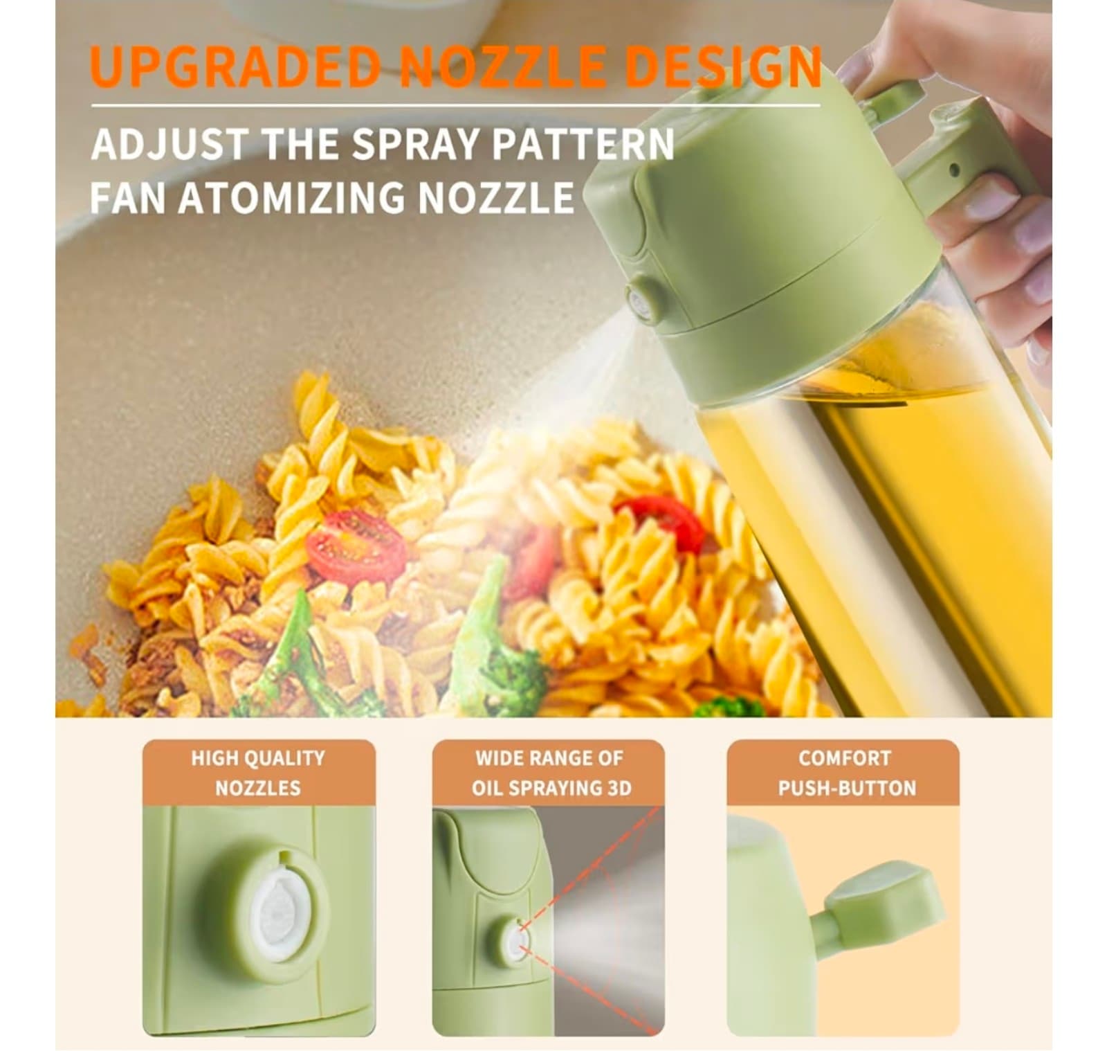 Olive Oil Dispenser and Oil Sprayer Premium Glass Oil Bottle with Non-Drip Spout - Thumbnail 6