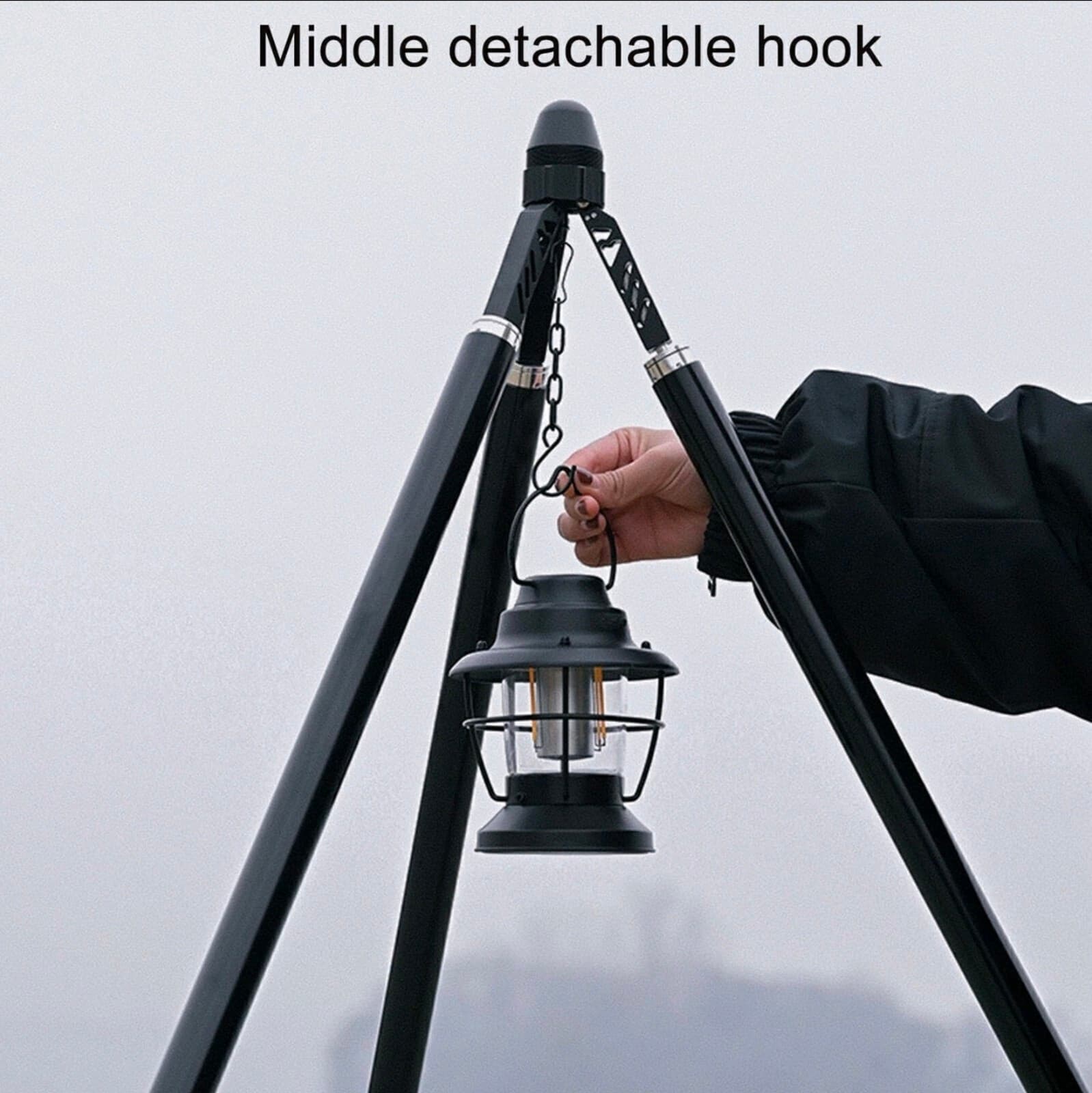Camping Tripod Aluminum Alloy Stable Multifunctional Black A Shaped Tent Support - Thumbnail 3