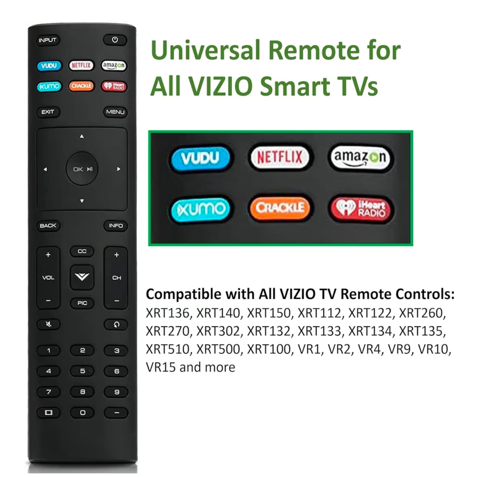 Vizio Universal XRT136 Remote Control Works for All Vizio Smart TV D24f-F1 D43f- - Thumbnail 2