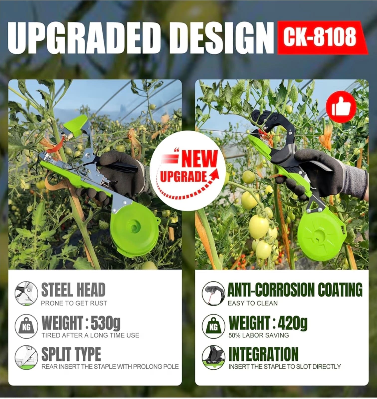 Plant Tying Machine,Plant Vine Tying Machine Tool with 10000pcs Staples 20 Rolls - Thumbnail 4