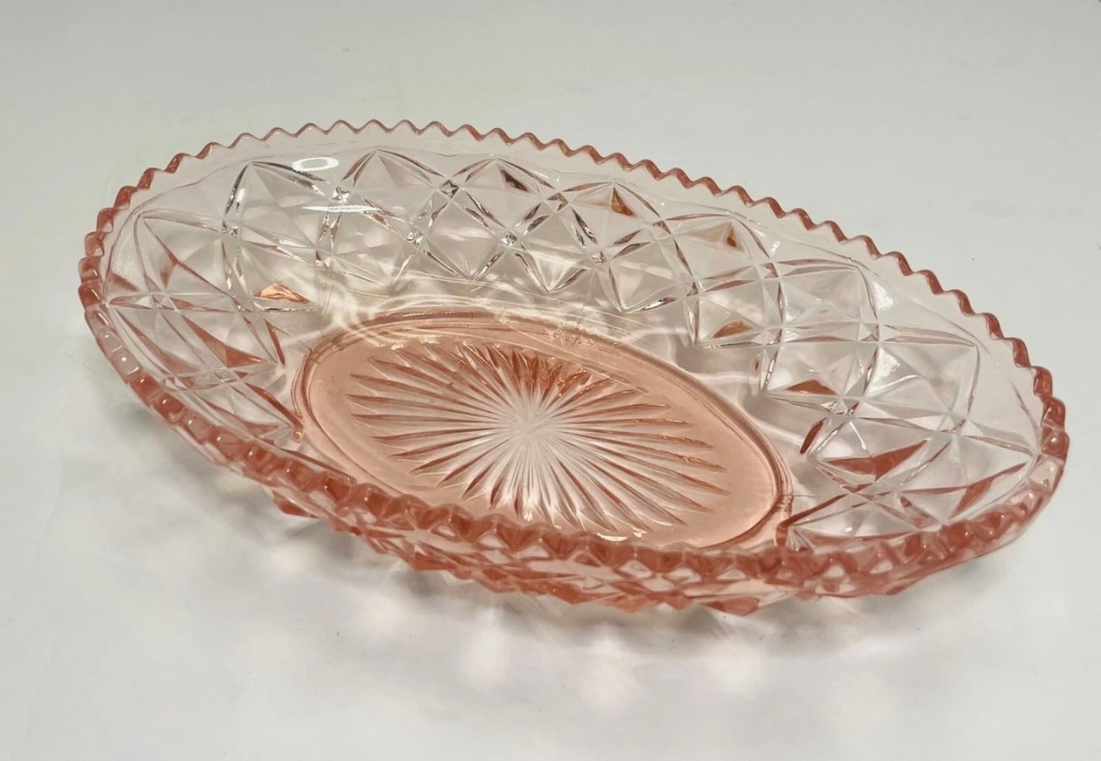 Pink Imperial Glass, Little Jewel Pink Depression Glass Diamond Block Vintage - Thumbnail 2