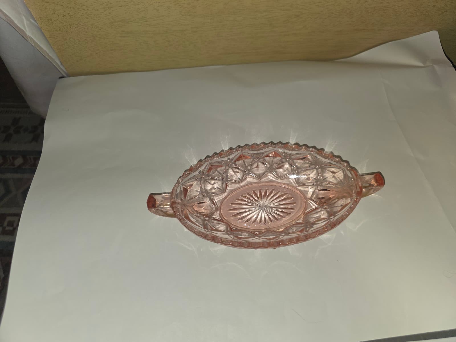 Pink Imperial Glass, Little Jewel Pink Depression Glass Diamond Block Vintage - Thumbnail 5