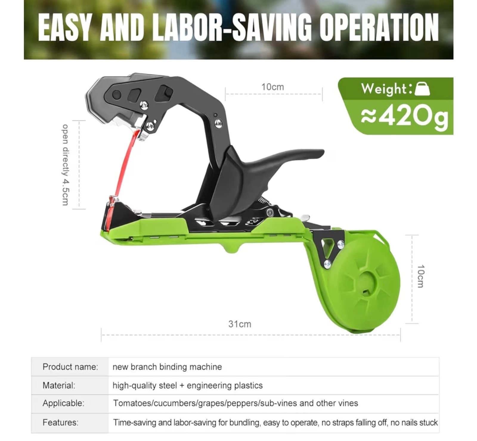 Plant Tying Machine,Plant Vine Tying Machine Tool with 10000pcs Staples 20 Rolls - Thumbnail 2