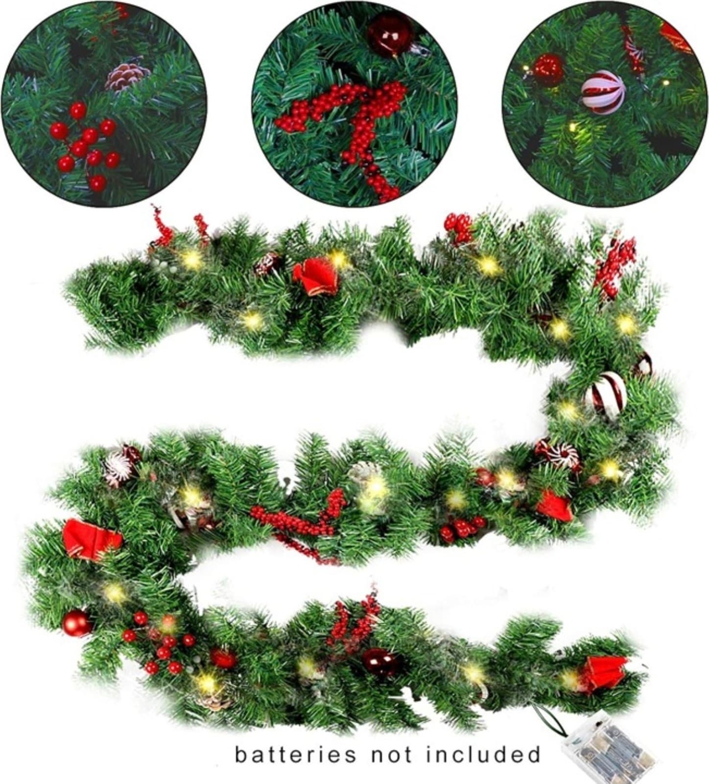 Multi Function LED Christmas Garland 9ft - Thumbnail 3