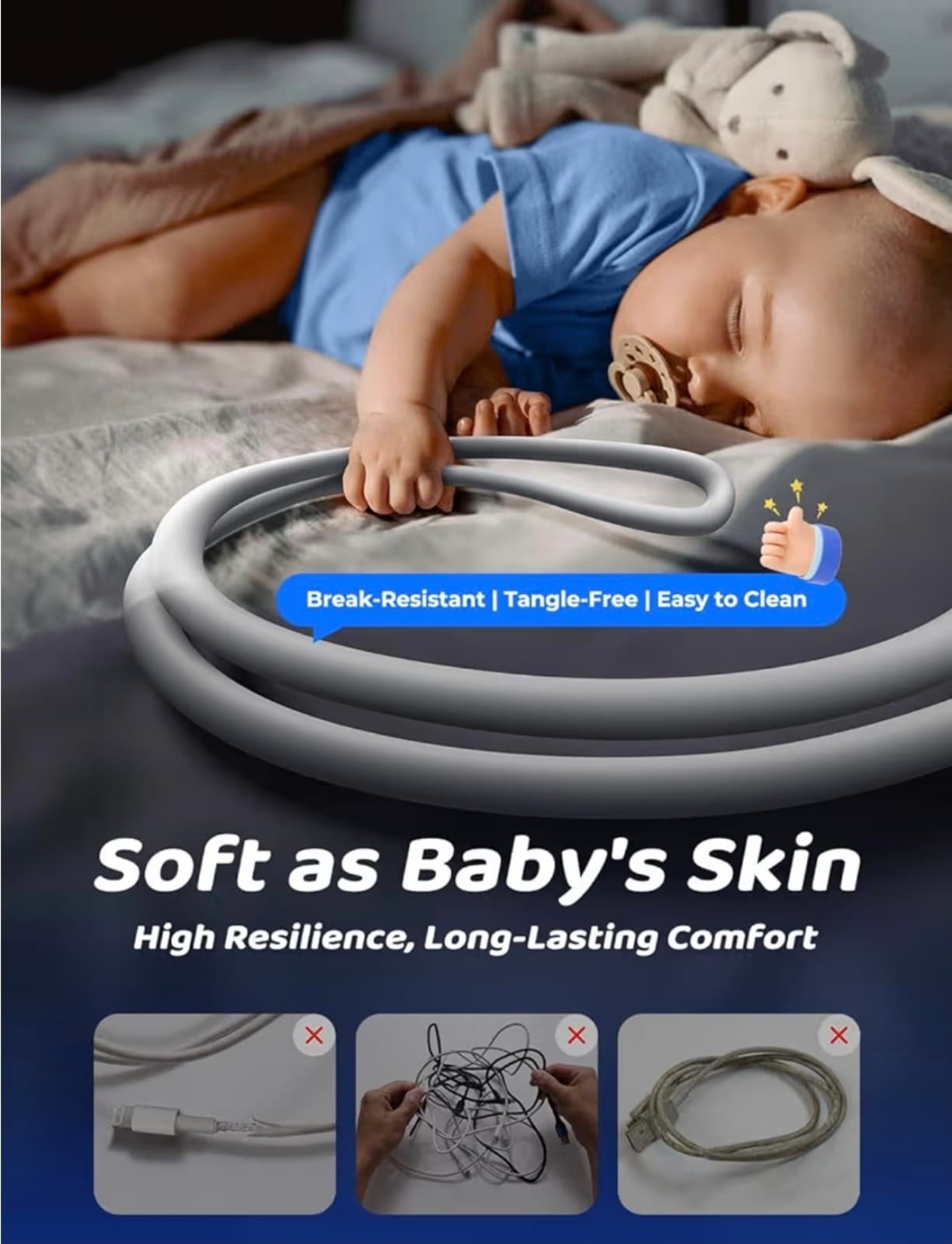 LISEN USB C to Lightning Cable, 240W 4 in 1 Charging Cable 6.6FT, Chubby USB A/C - Thumbnail 7