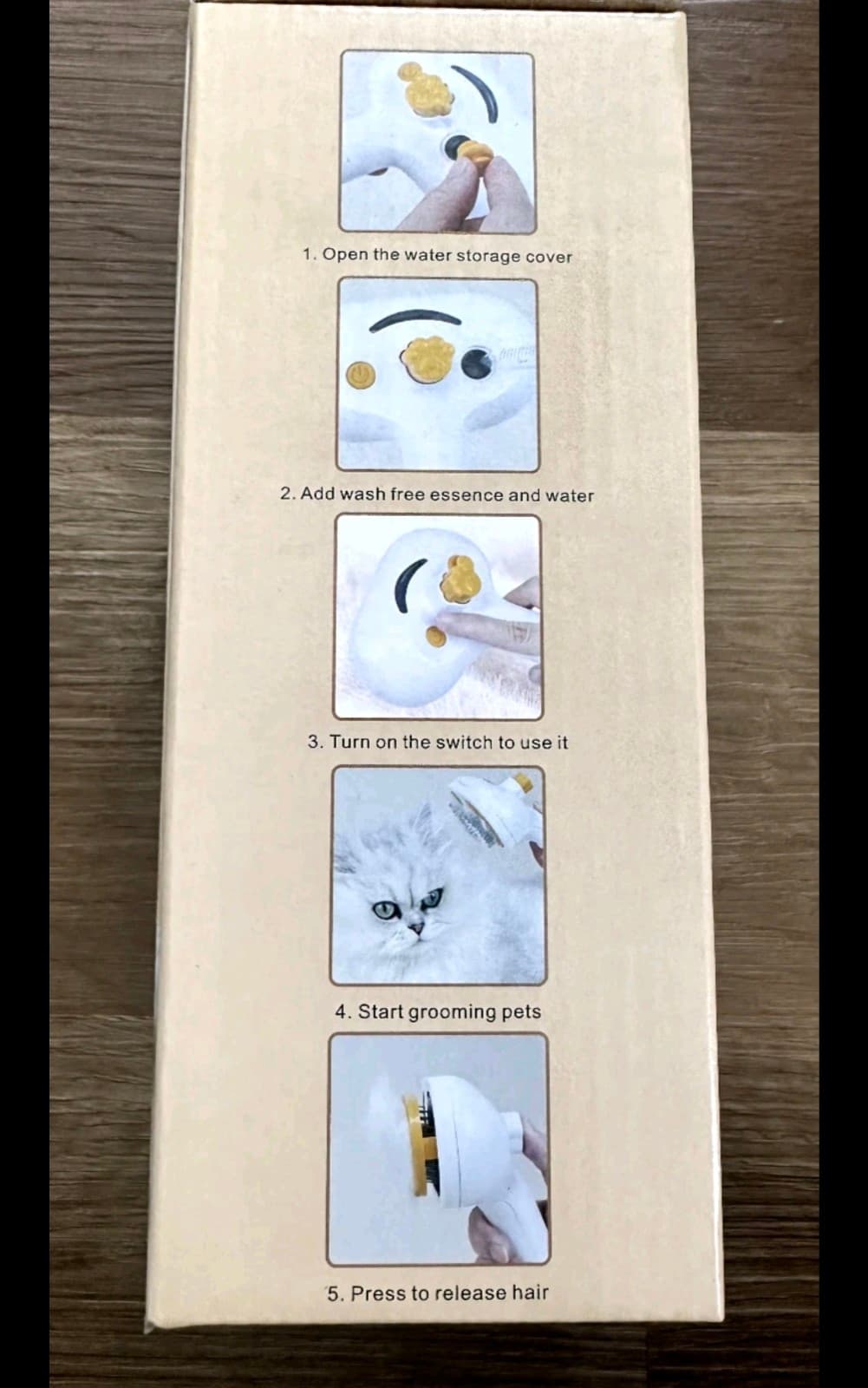 Pet Hair Removal Steam Brush Dogs Cats Grooming Soft Steel Bar Round Comb Teeth - Thumbnail 4