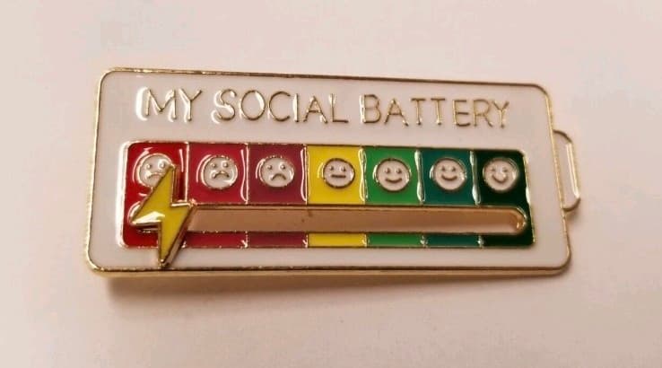 "My Social Battery" Rainbow Enamel Moveable Mood Indicator Brooch Pin - Thumbnail 2