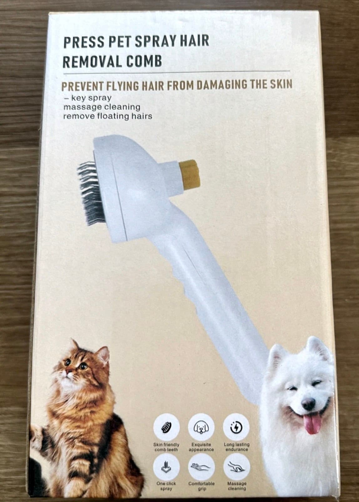 Pet Hair Removal Steam Brush Dogs Cats Grooming Soft Steel Bar Round Comb Teeth - Thumbnail 3