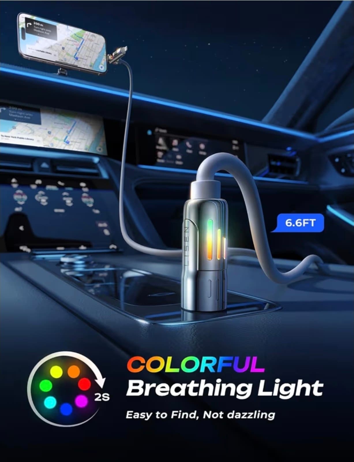 LISEN USB C to Lightning Cable, 240W 4 in 1 Charging Cable 6.6FT, Chubby USB A/C - Thumbnail 6