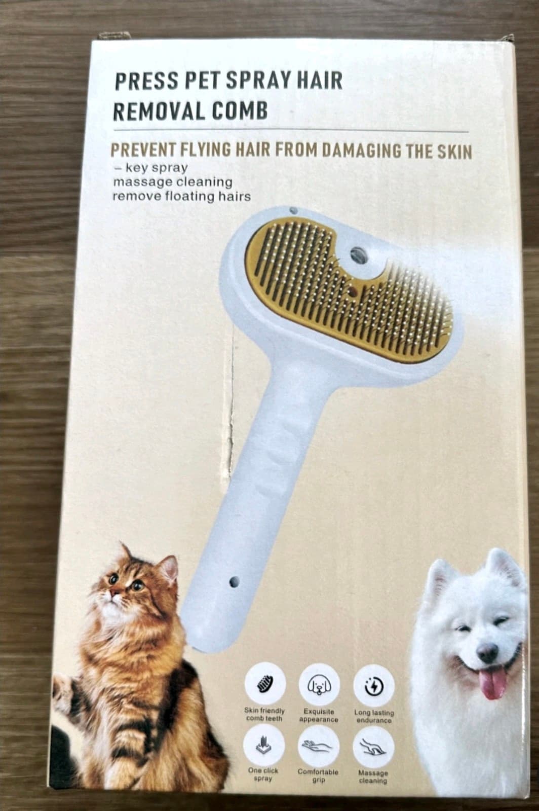 Pet Hair Removal Steam Brush Dogs Cats Grooming Soft Steel Bar Round Comb Teeth - Image 1