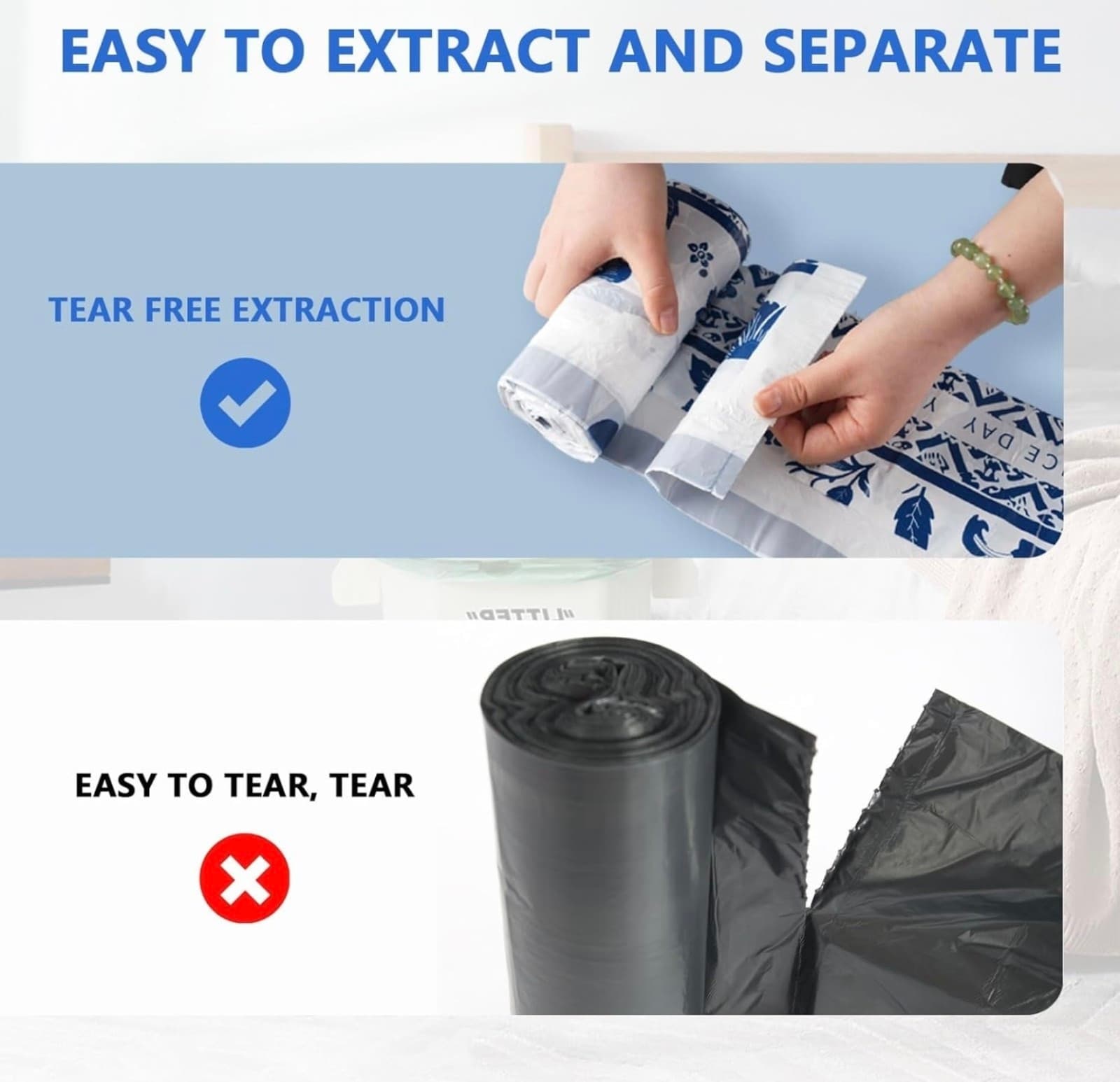4 Gallon Trash Bags Drawstring, Printed Small Garbage Bags with Secure Tie - Thumbnail 5