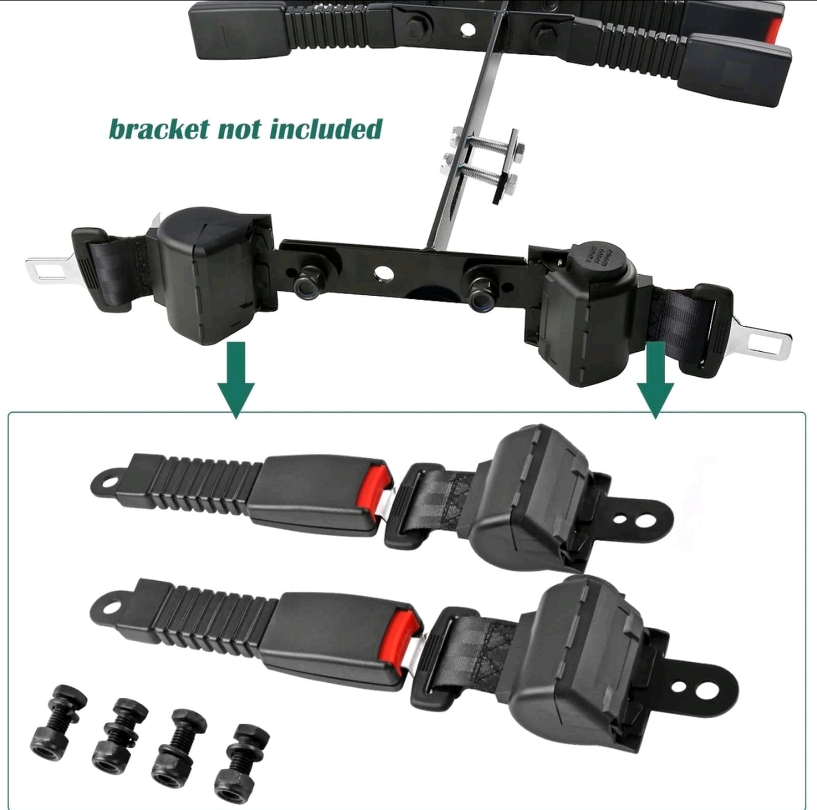 Retractable Golf Cart Seat Belt Kit - Thumbnail 2