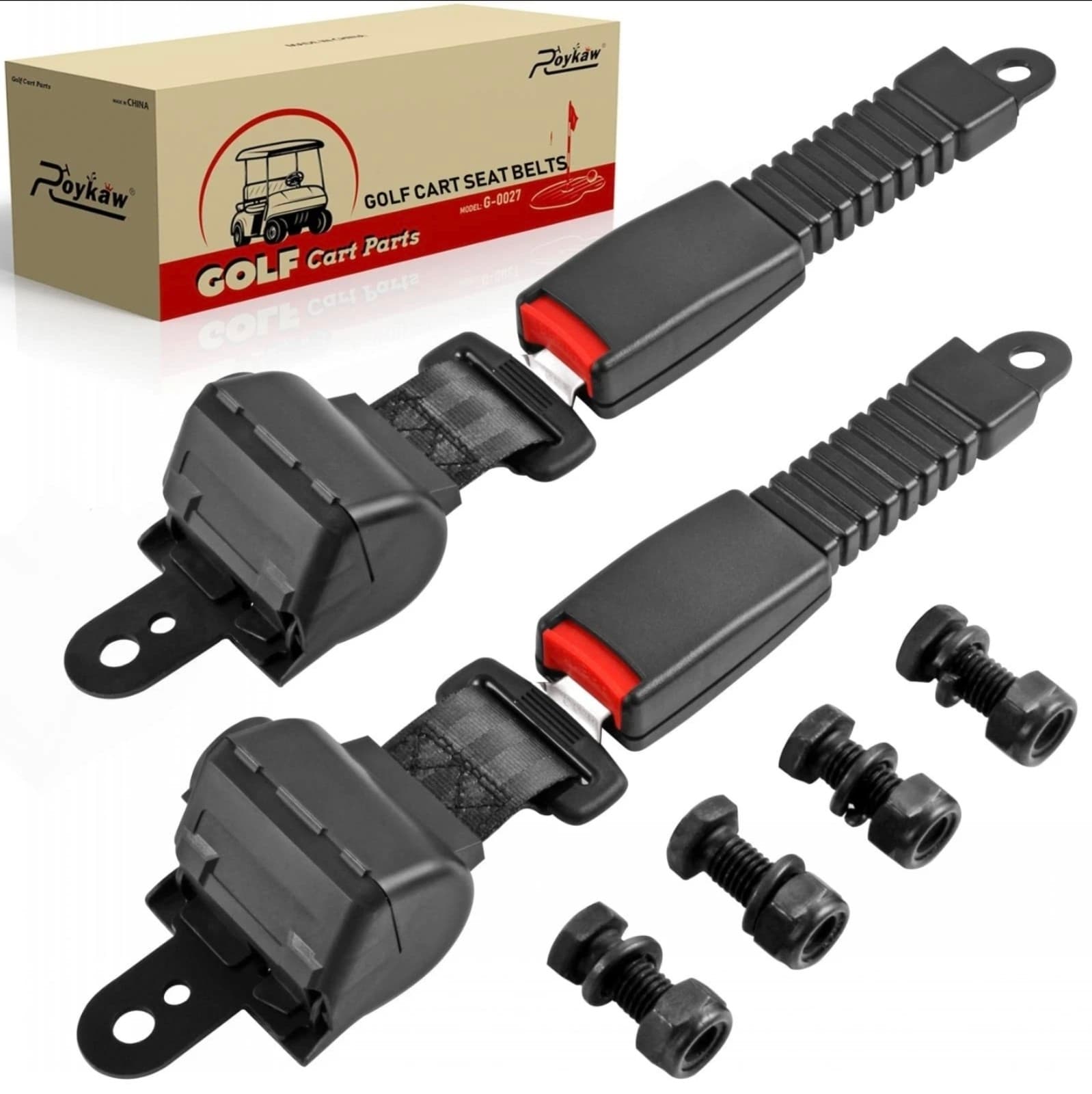 Retractable Golf Cart Seat Belt Kit - Image 1