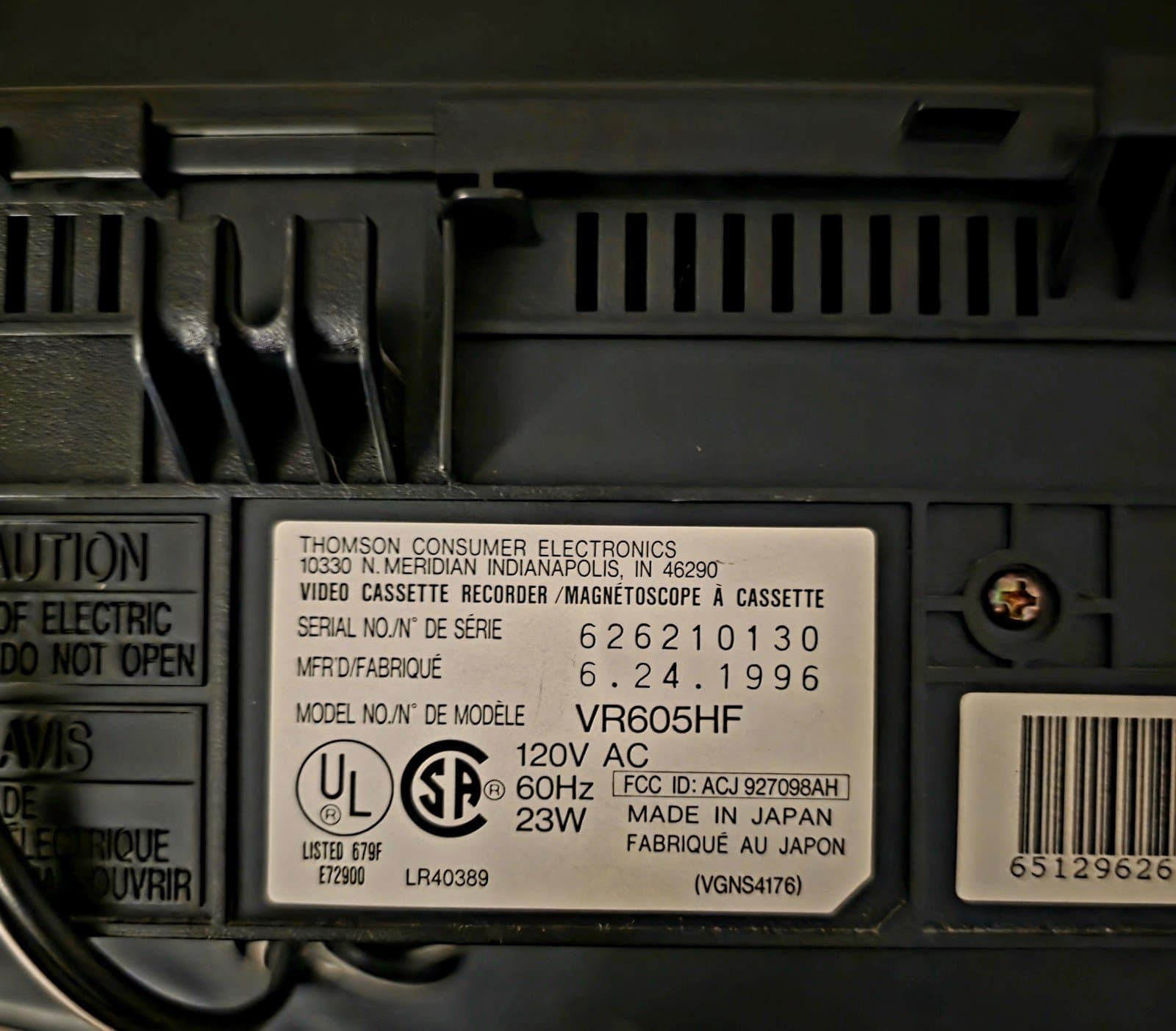 VINTAGE RCA VR605HF HOME THEATER HiFi STEREO VCR MADE IN JAPAN! - Thumbnail 4