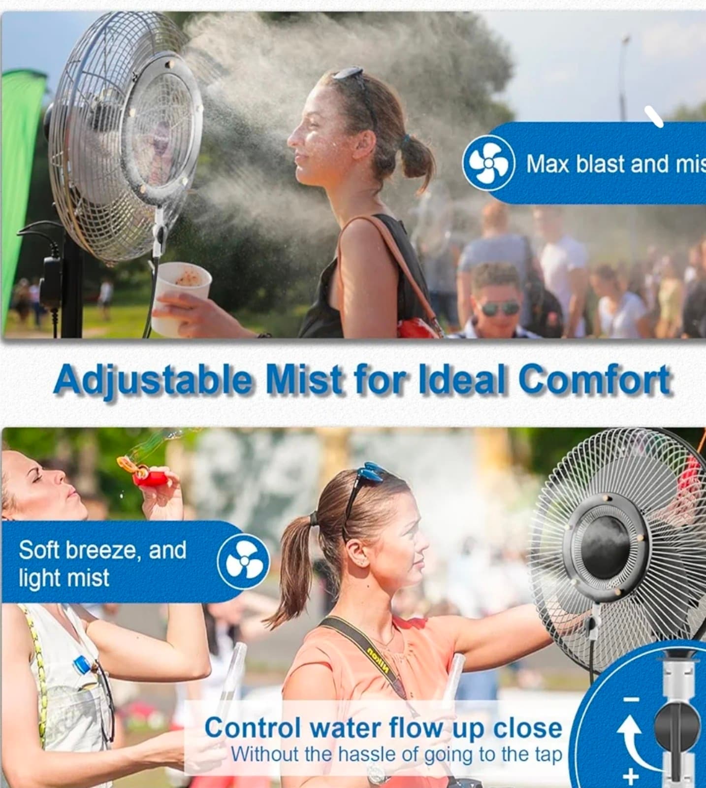 Fan Misting Kit. Fan Misters for Cooling Outdoor, Integrated Mister Ring for Out - Thumbnail 6